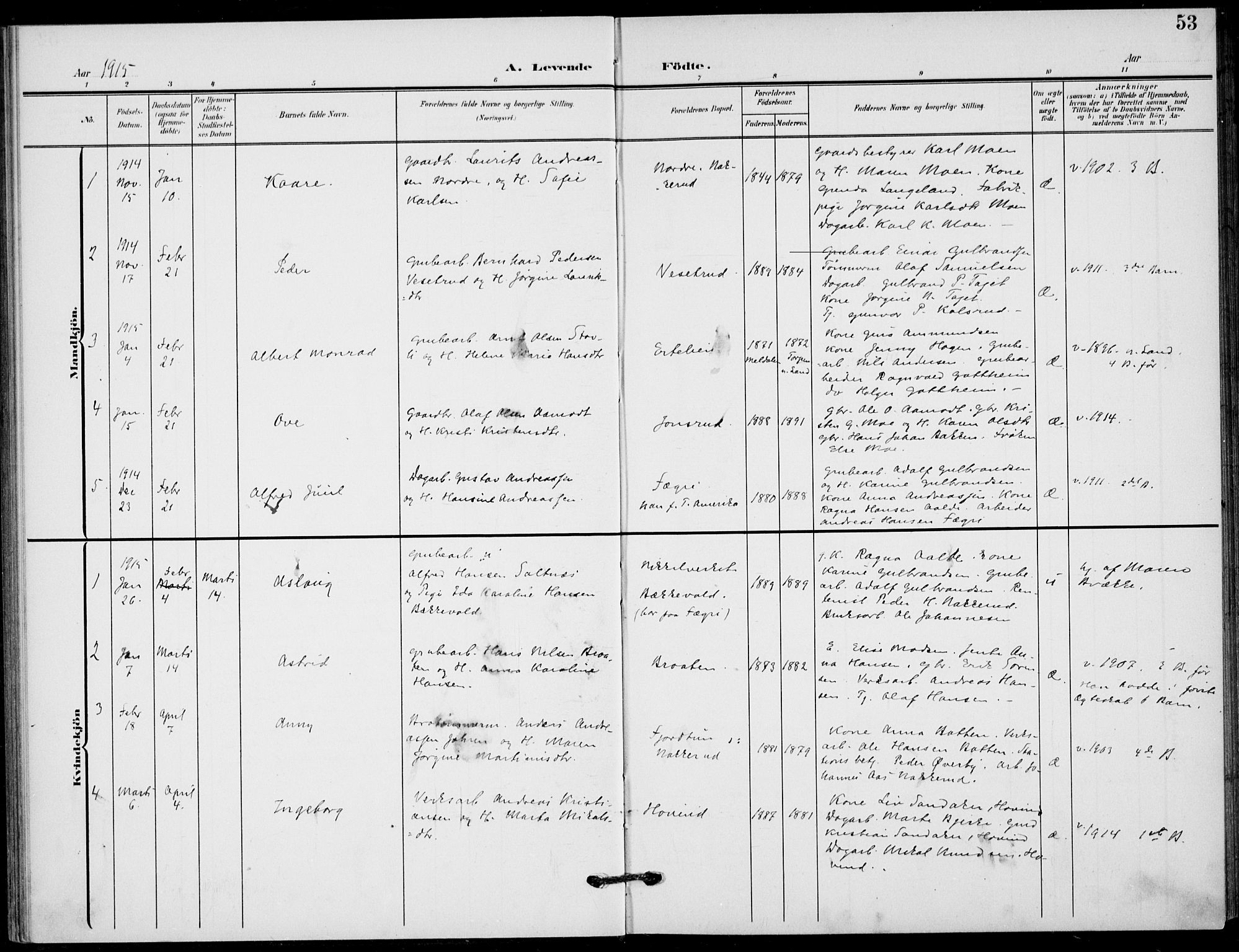 Hole kirkebøker, SAKO/A-228/F/Fb/L0003: Parish register (official) no. II 3, 1906-1916, p. 53