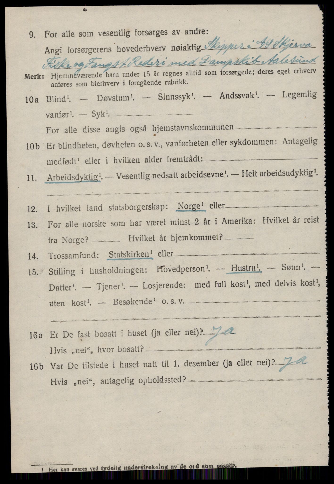 SAT, 1920 census for Hareid, 1920, p. 4926