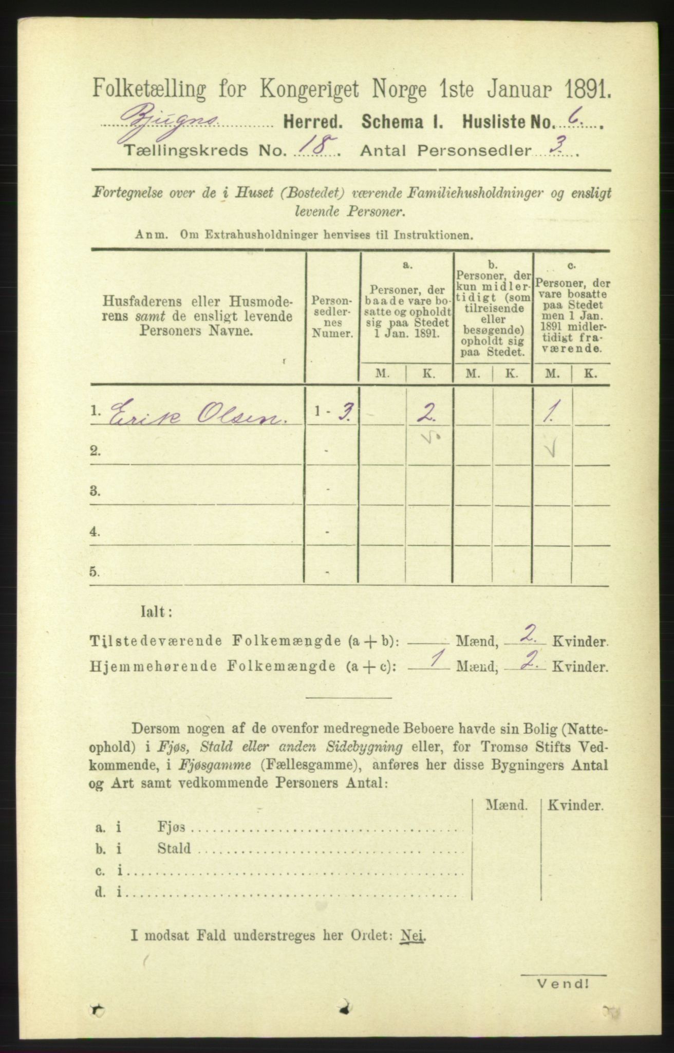 RA, 1891 census for 1627 Bjugn, 1891, p. 4906