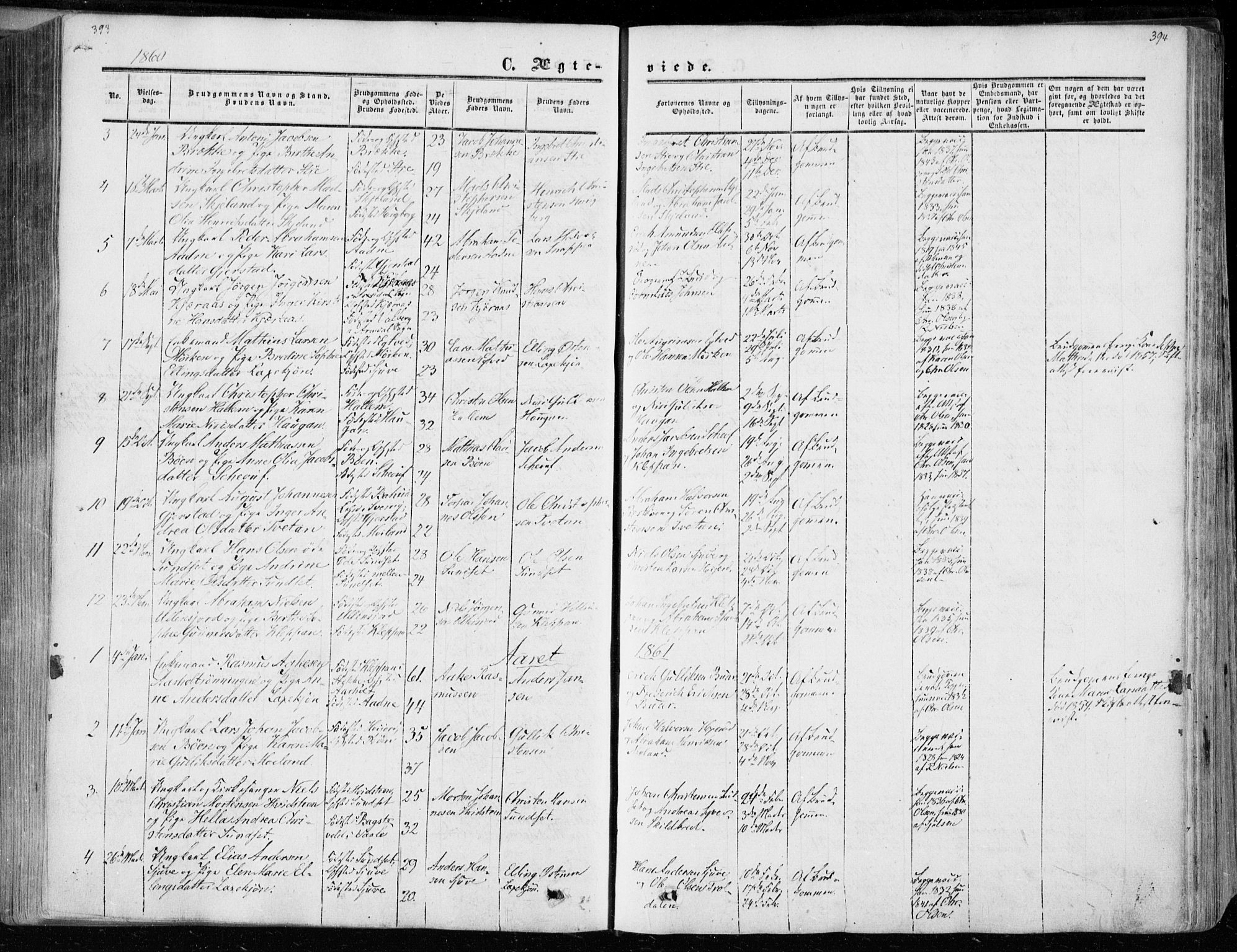Andebu kirkebøker, SAKO/A-336/F/Fa/L0005: Parish register (official) no. 5, 1857-1870, p. 393-394