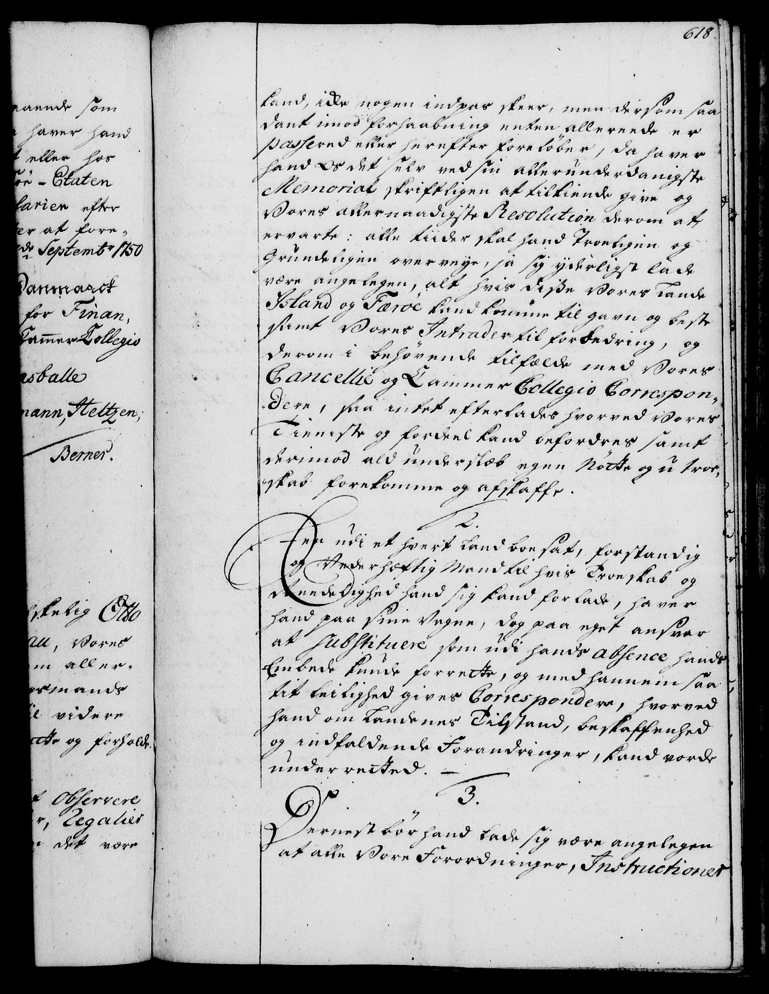 Rentekammeret, Kammerkanselliet, RA/EA-3111/G/Gg/Ggi/L0002: Norsk instruksjonsprotokoll med register (merket RK 53.35), 1729-1751, p. 618