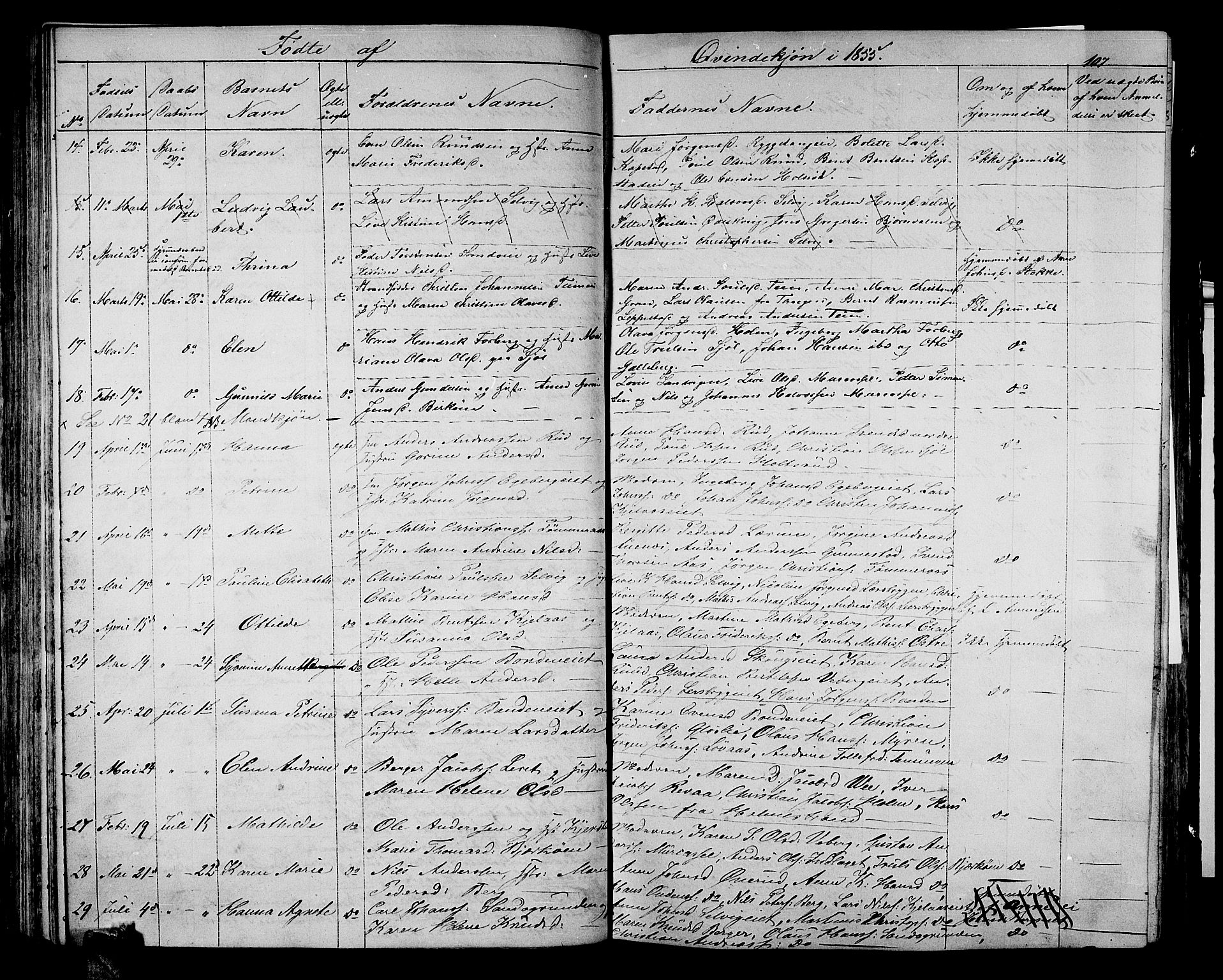 Sande Kirkebøker, SAKO/A-53/G/Ga/L0002: Parish register (copy) no. 2, 1847-1863, p. 107