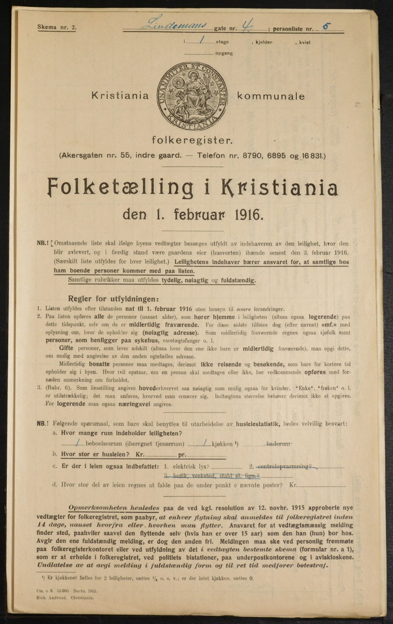 OBA, Municipal Census 1916 for Kristiania, 1916, p. 58923