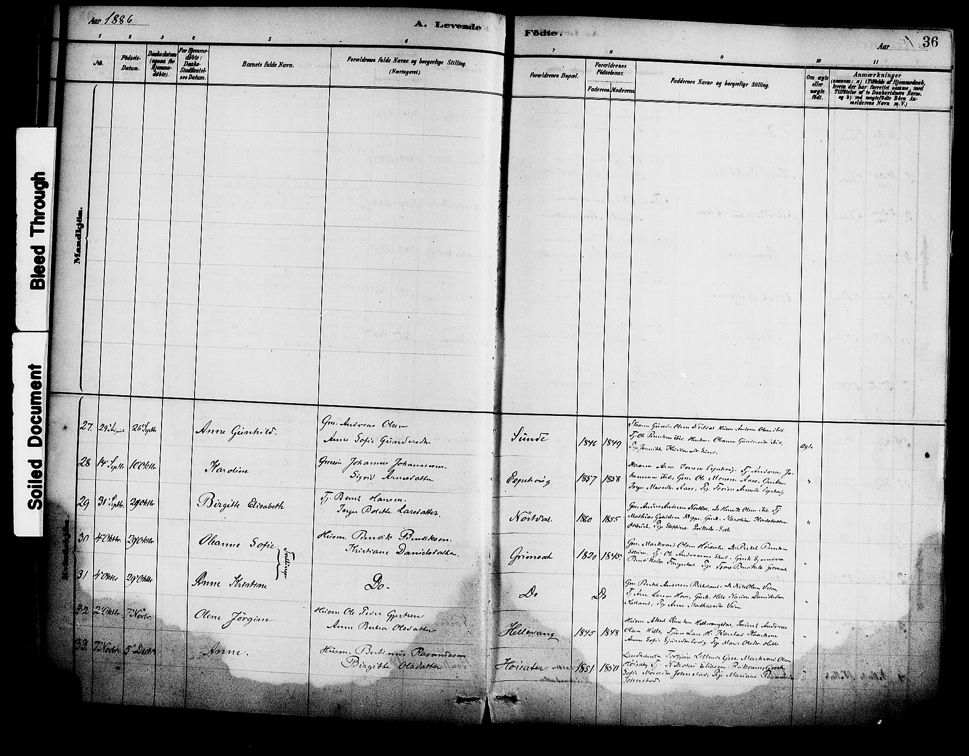 Førde sokneprestembete, AV/SAB-A-79901/H/Haa/Haad/L0001: Parish register (official) no. D 1, 1881-1898, p. 36