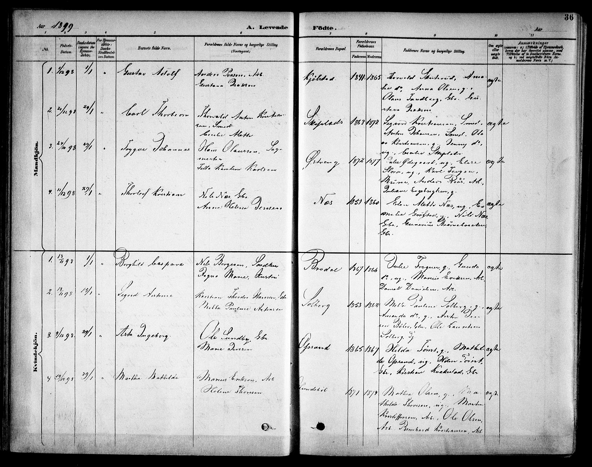 Kråkstad prestekontor Kirkebøker, AV/SAO-A-10125a/F/Fb/L0002: Parish register (official) no. II 2, 1893-1917, p. 36