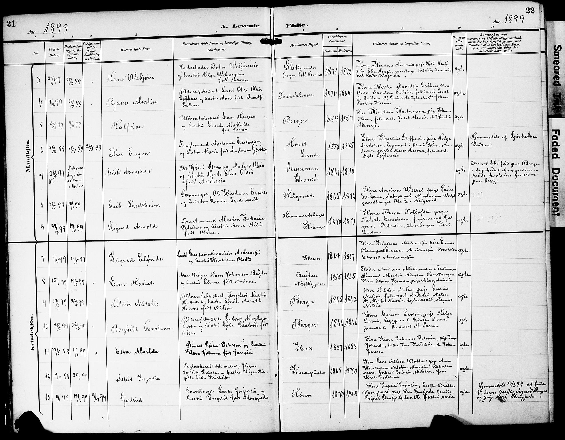 Strømm kirkebøker, AV/SAKO-A-322/G/Ga/L0004: Parish register (copy) no. I 4, 1897-1927, p. 21-22