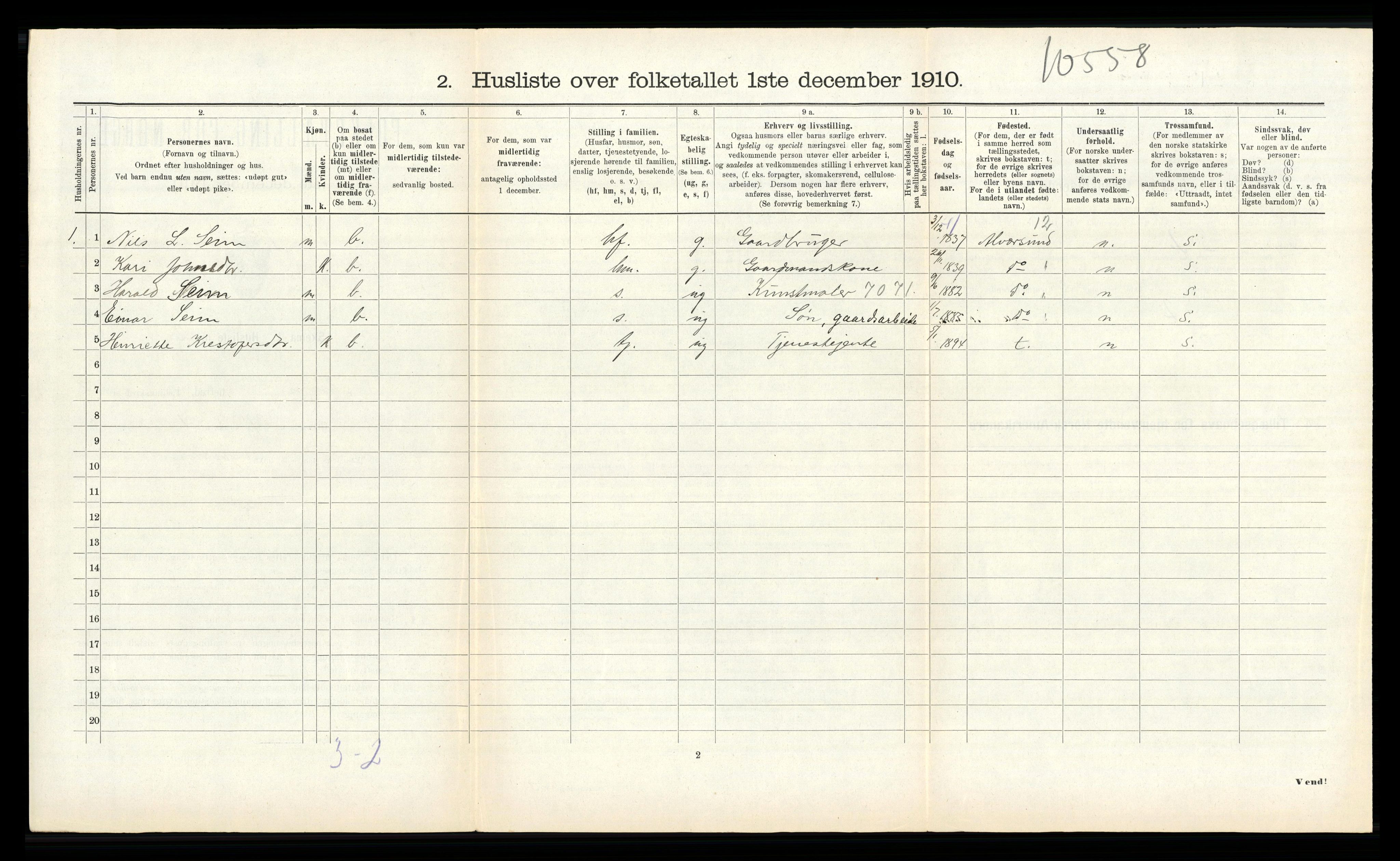 RA, 1910 census for Kinn, 1910, p. 767