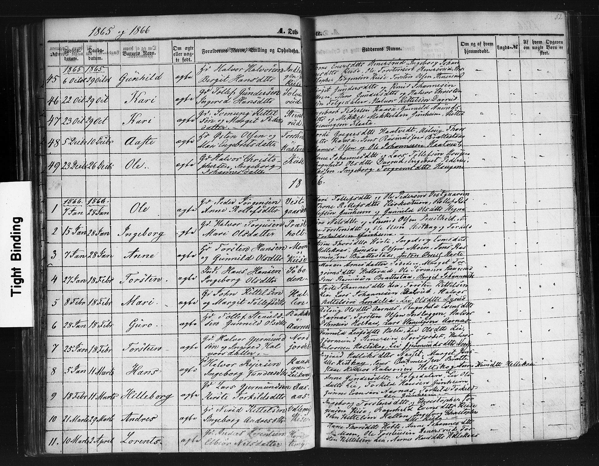 Sauherad kirkebøker, AV/SAKO-A-298/F/Fb/L0001: Parish register (official) no. II 1, 1851-1877, p. 52