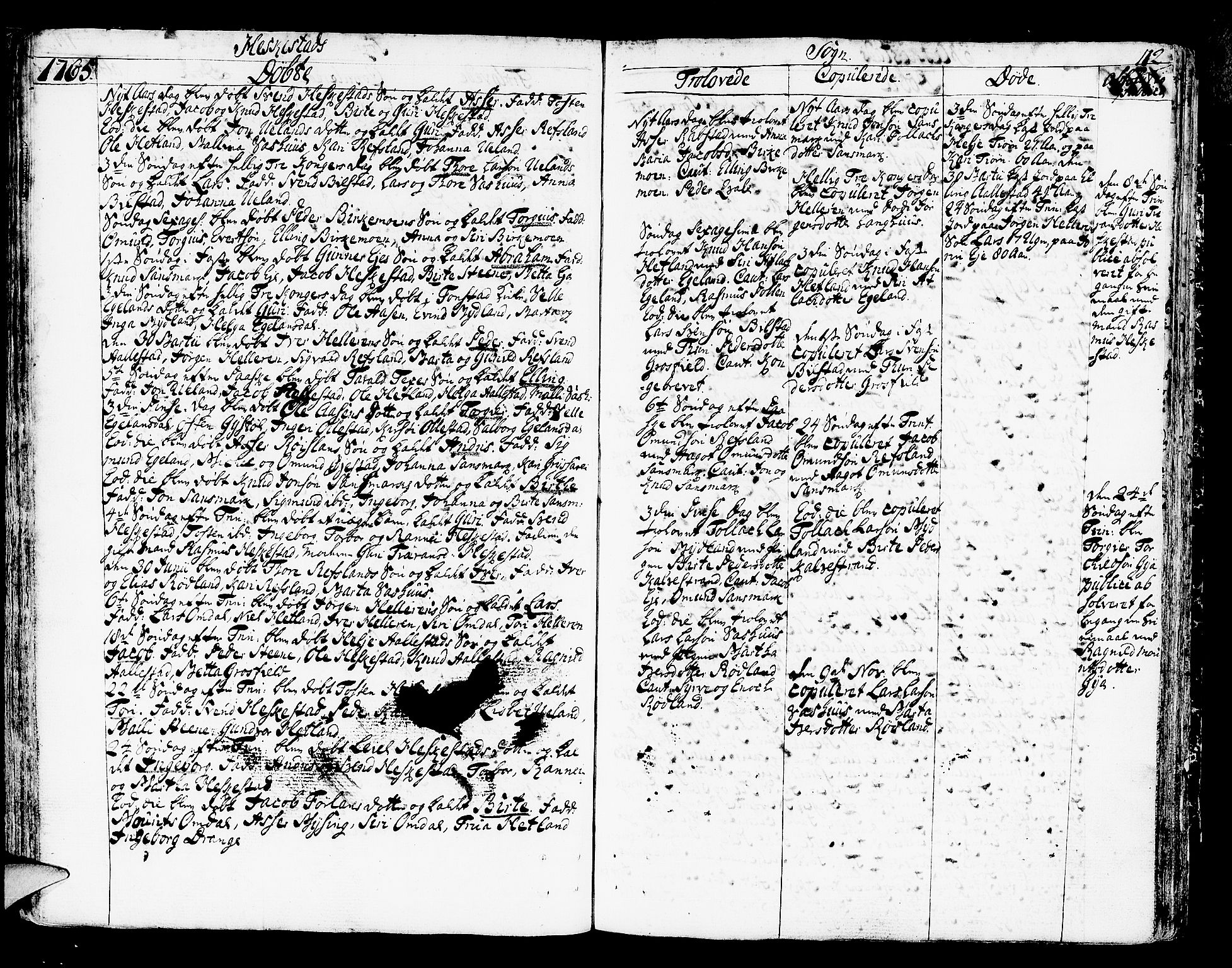 Helleland sokneprestkontor, SAST/A-101810: Parish register (official) no. A 2 /3, 1762-1791, p. 112