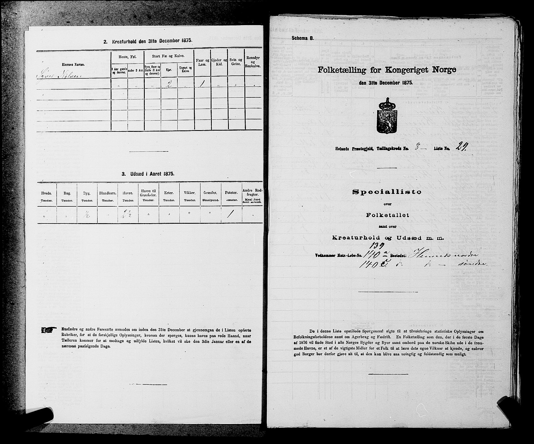 RA, 1875 census for 0221P Høland, 1875, p. 1483