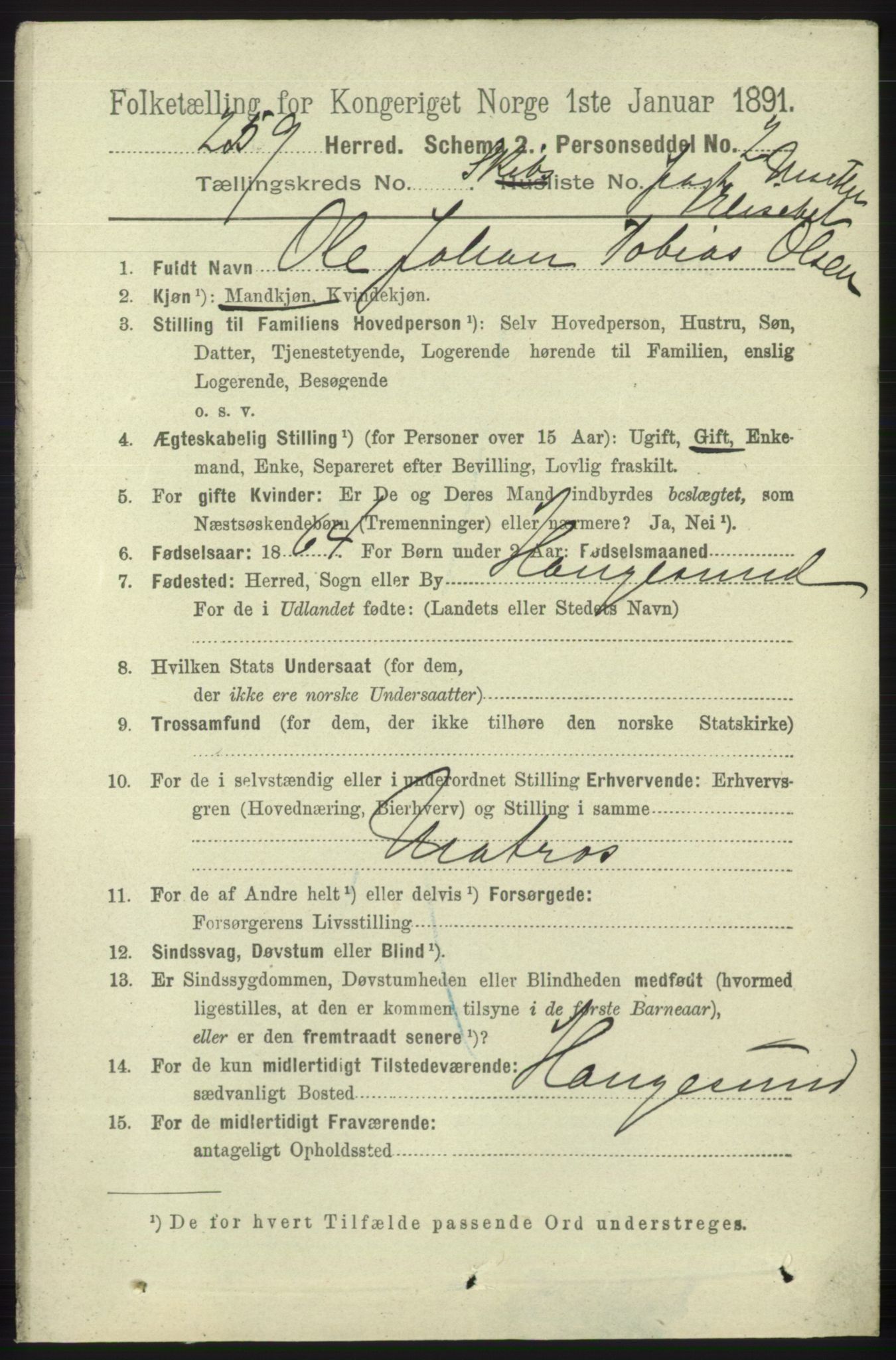 RA, 1891 census for 1244 Austevoll, 1891, p. 2861
