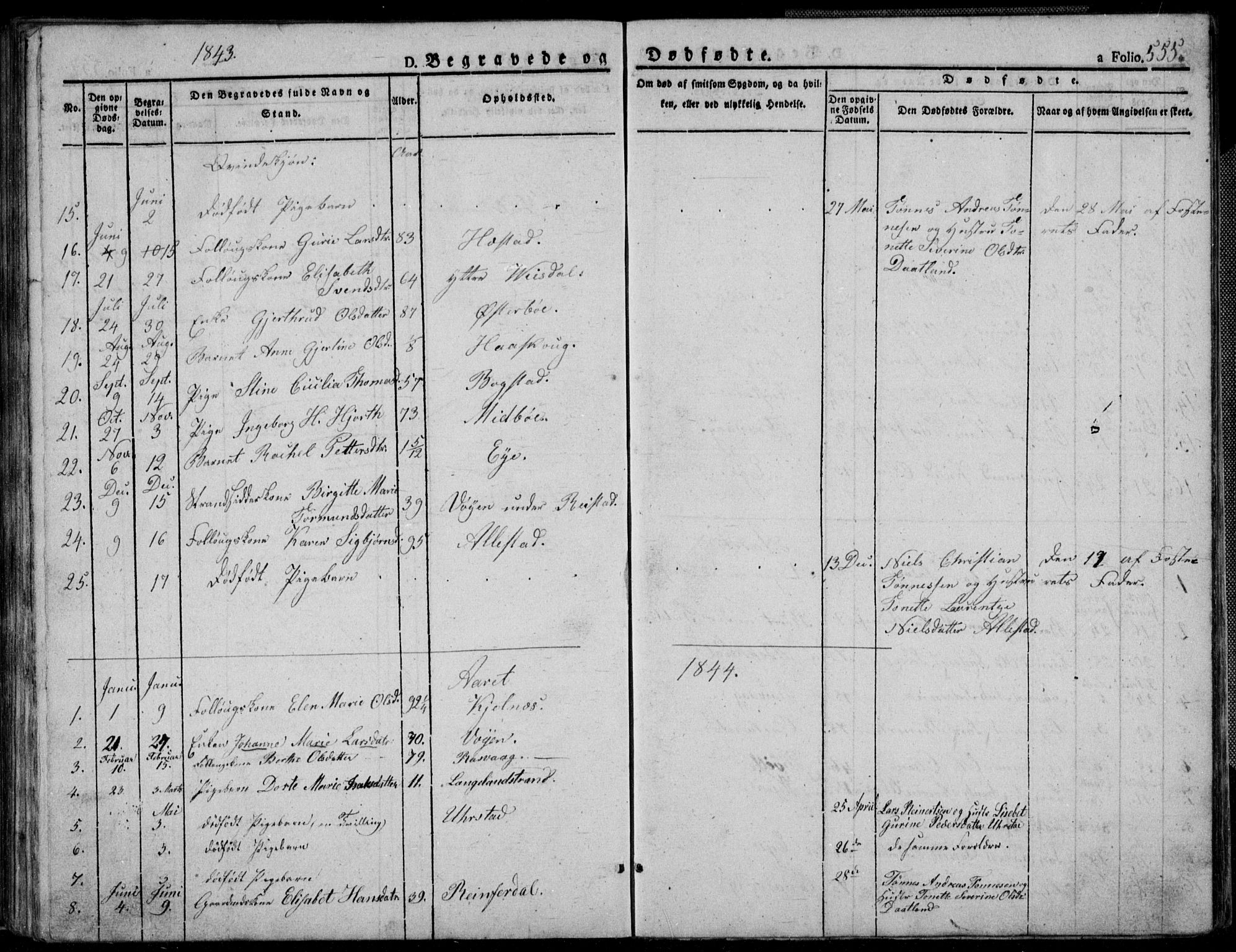 Flekkefjord sokneprestkontor, SAK/1111-0012/F/Fb/Fbb/L0002: Parish register (copy) no. B 2b, 1831-1866, p. 555