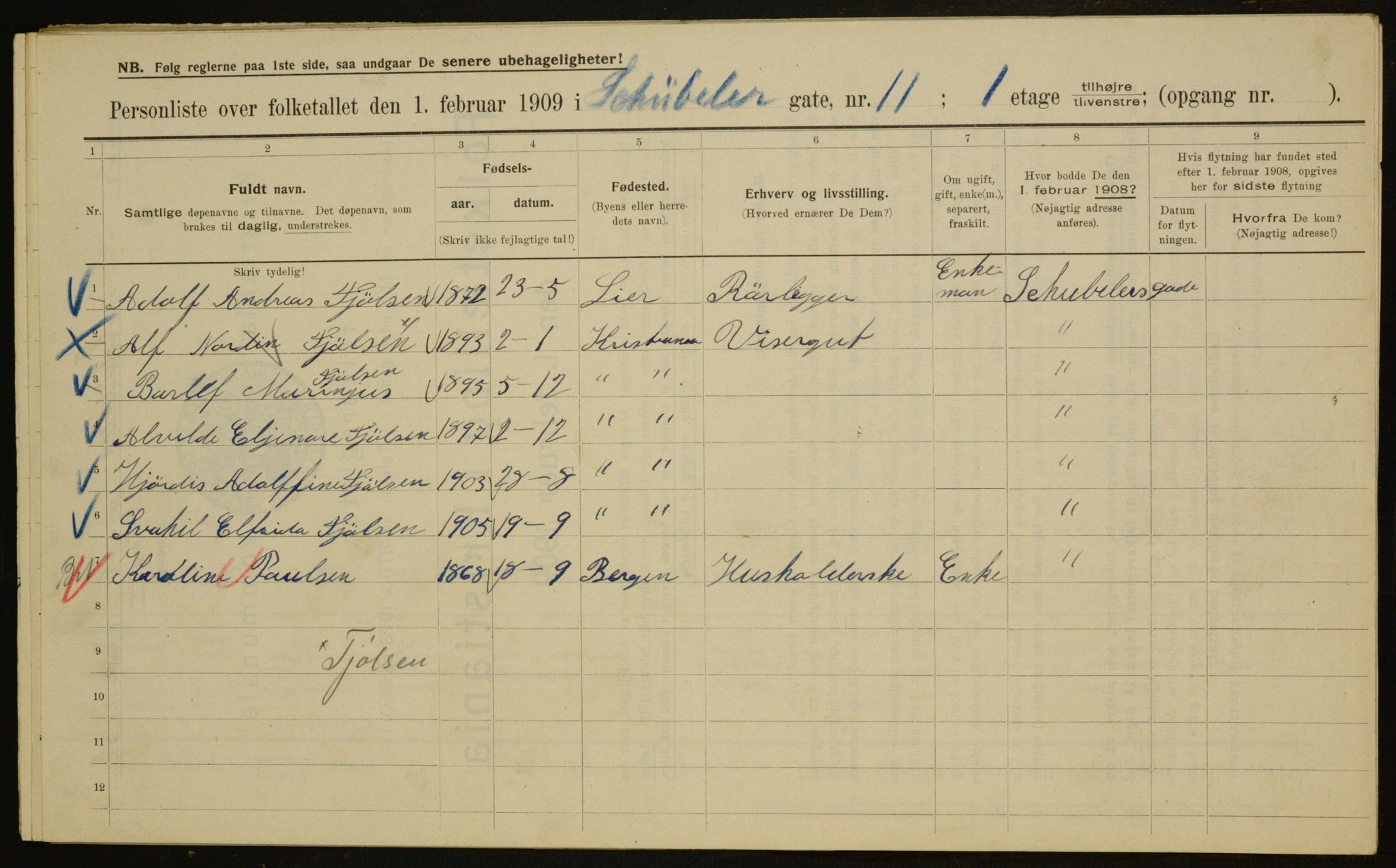 OBA, Municipal Census 1909 for Kristiania, 1909, p. 84349