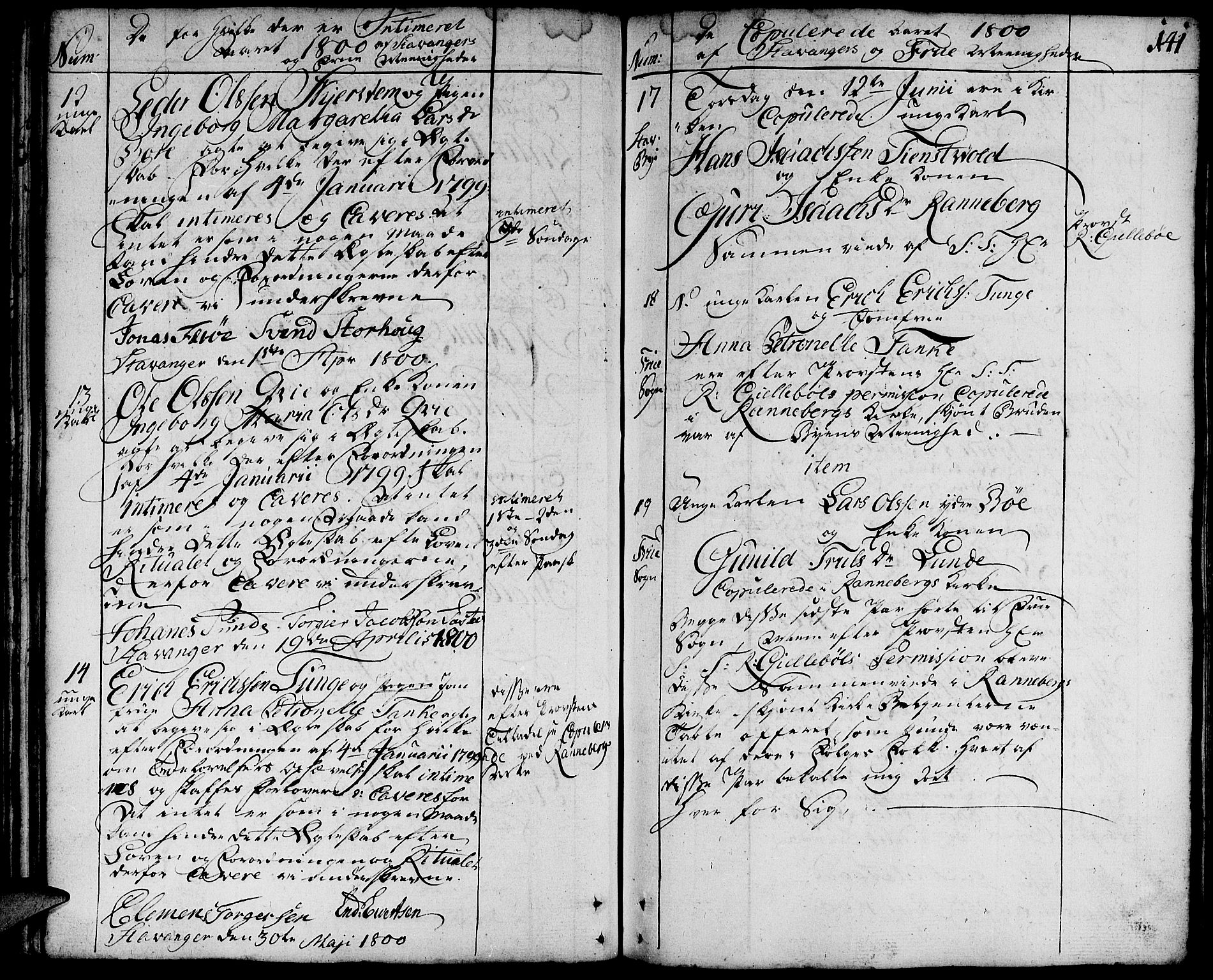 Domkirken sokneprestkontor, AV/SAST-A-101812/001/30/30BA/L0006: Parish register (official) no. A 6, 1783-1815, p. 141