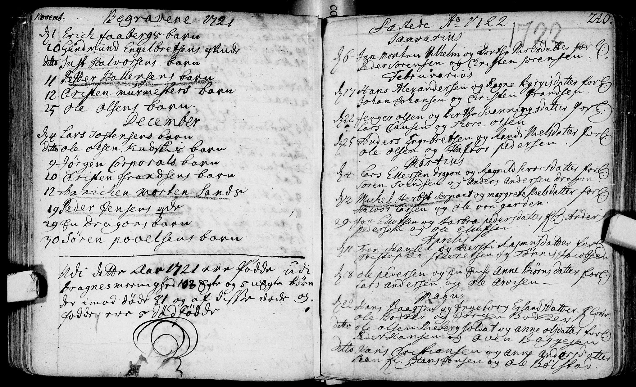 Bragernes kirkebøker, SAKO/A-6/F/Fa/L0003: Parish register (official) no. I 3, 1706-1734, p. 240