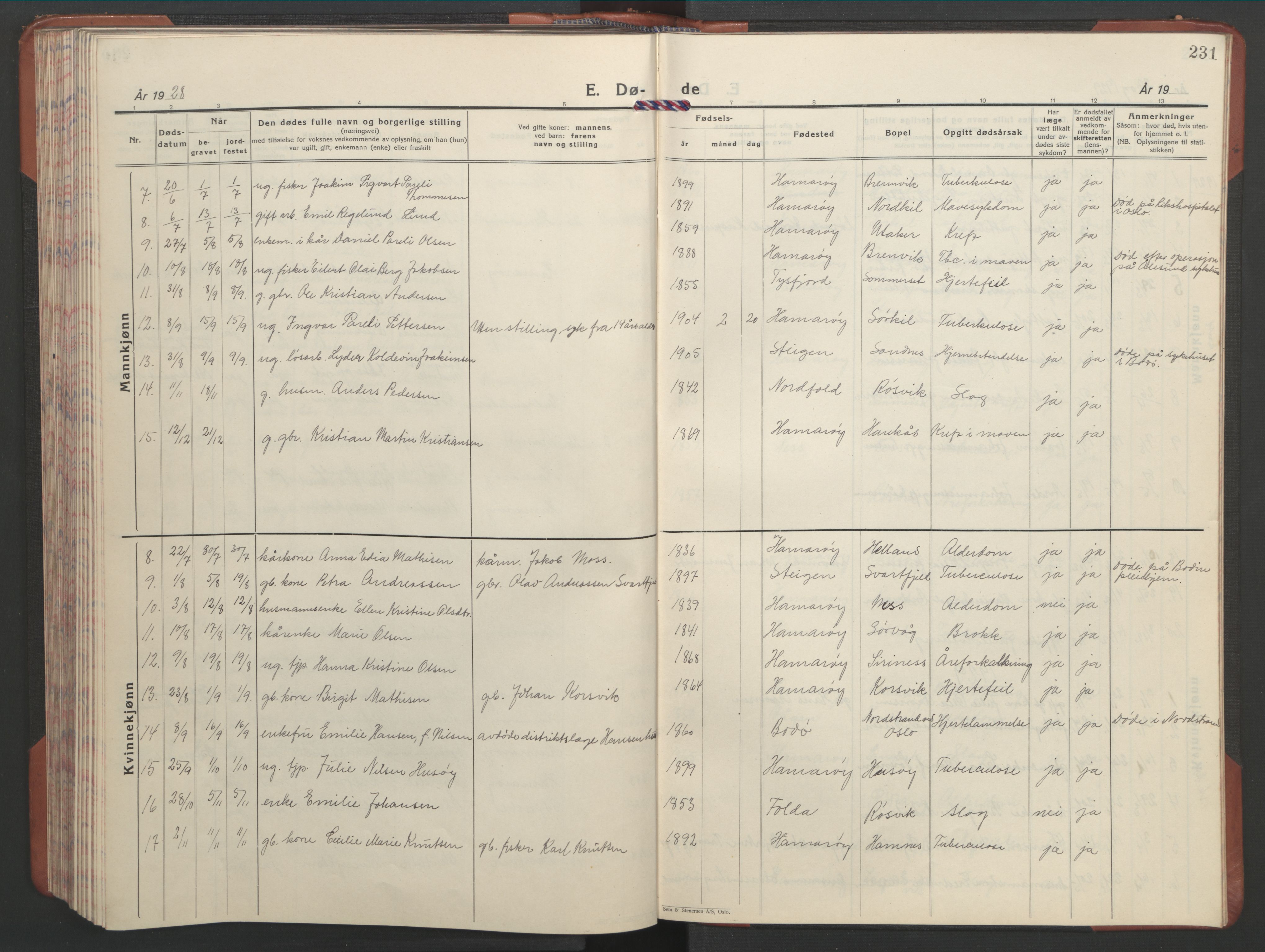 Ministerialprotokoller, klokkerbøker og fødselsregistre - Nordland, SAT/A-1459/859/L0862: Parish register (copy) no. 859C08, 1925-1936, p. 231