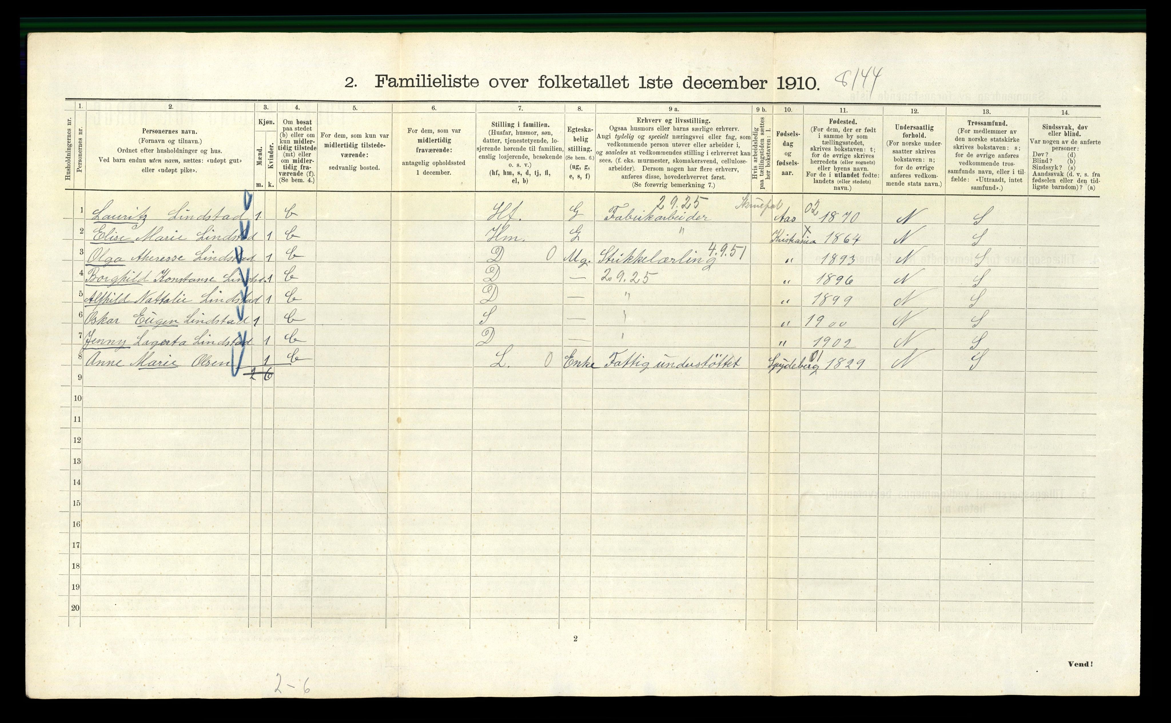 RA, 1910 census for Kristiania, 1910, p. 32548