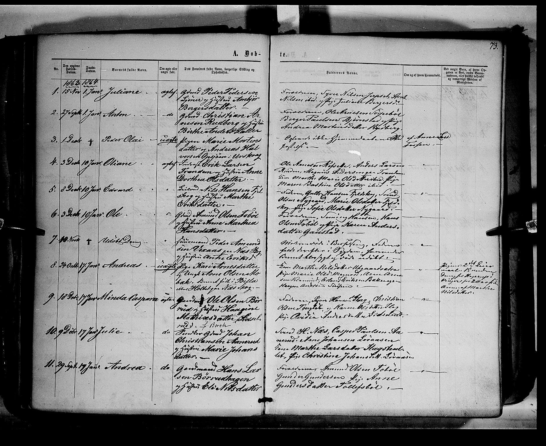 Eidskog prestekontor, AV/SAH-PREST-026/H/Ha/Haa/L0001: Parish register (official) no. 1, 1860-1867, p. 73