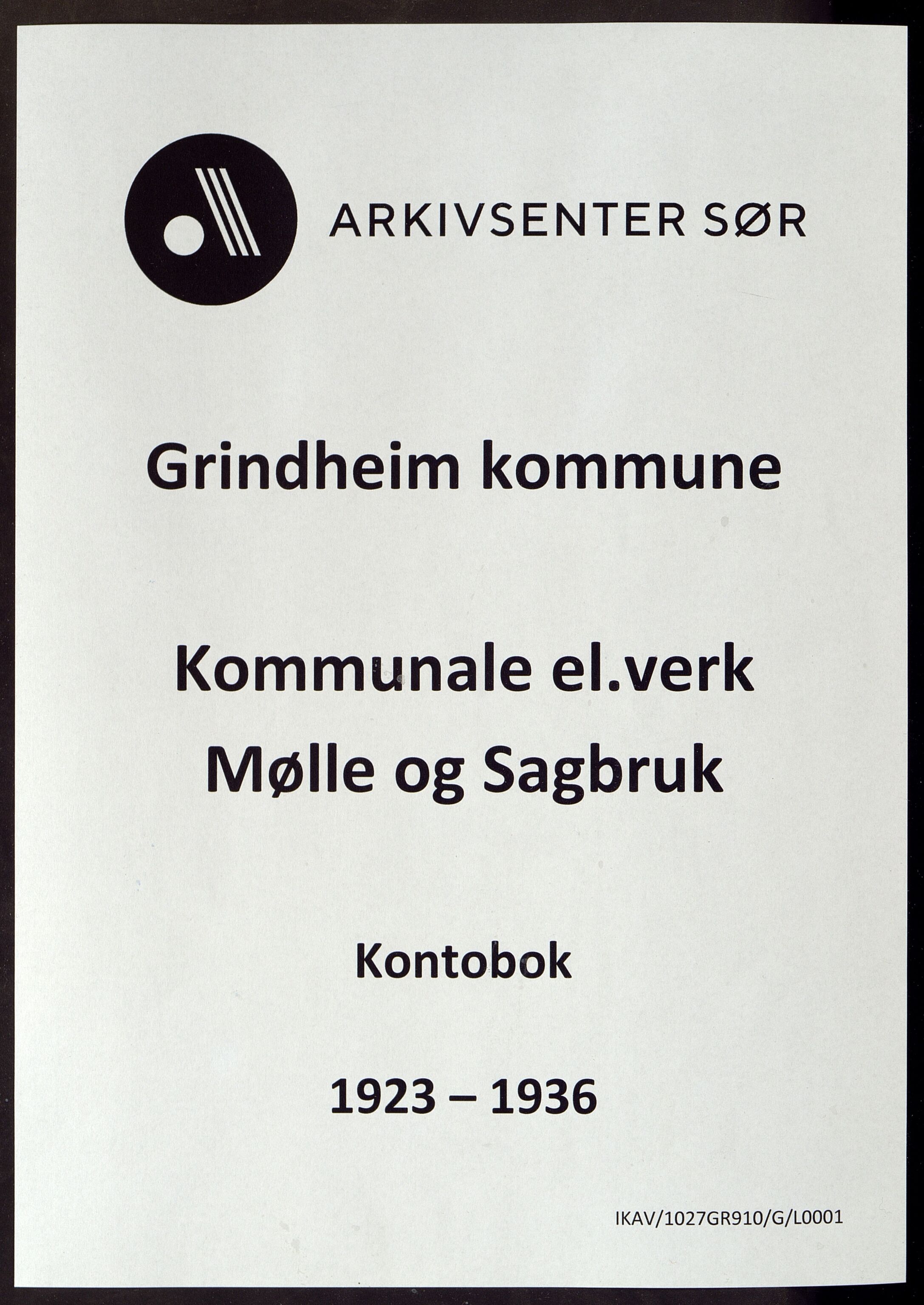 Grindheim kommune - Grindheim Kommunale El.Verk (T.O.M. 1928)/ Grindheim Kommunale Mølle og Sagbruk (Fra 1929), ARKSOR/1027GR910/G/L0001: Kontobok mølla, 1923-1936