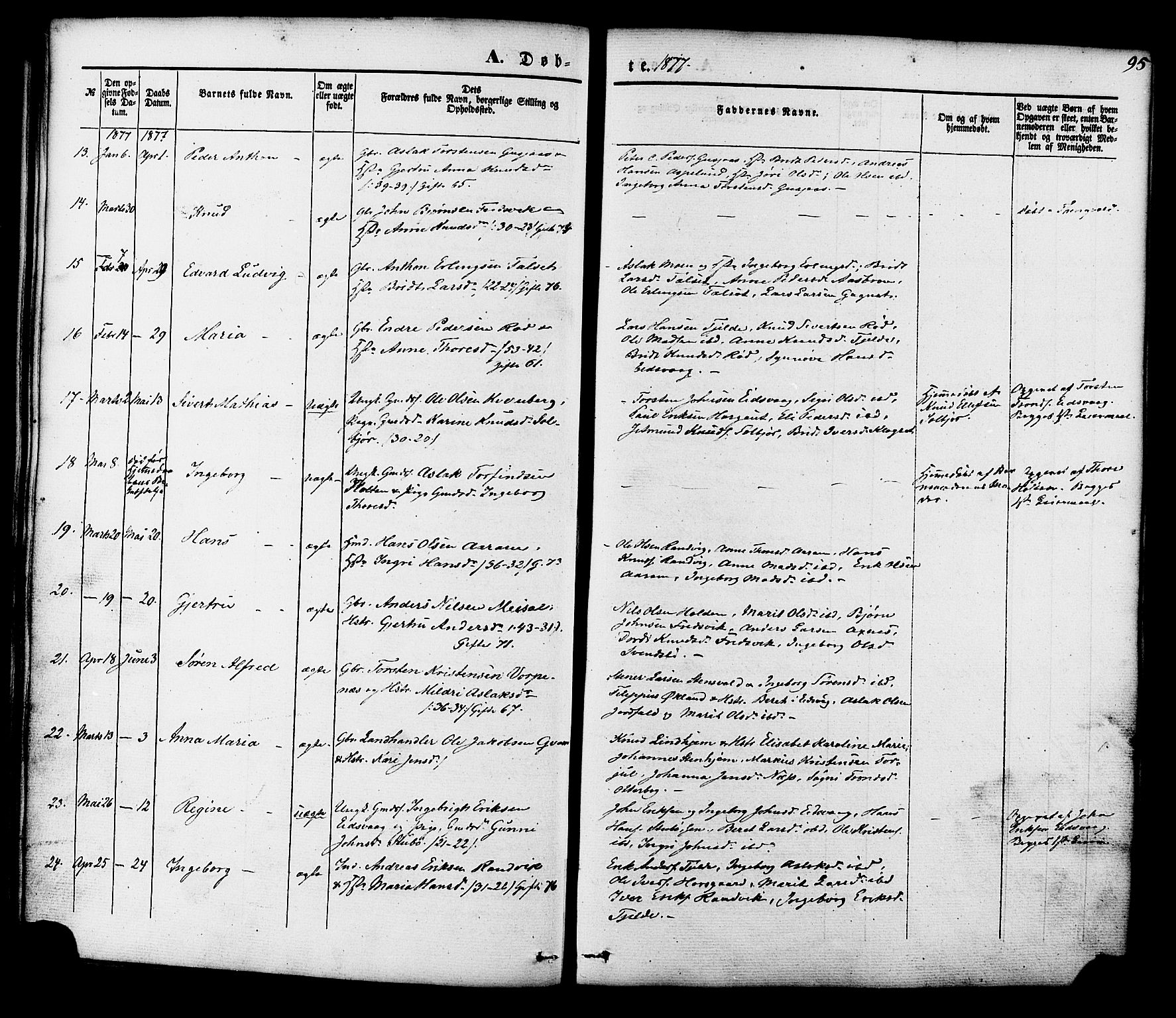 Ministerialprotokoller, klokkerbøker og fødselsregistre - Møre og Romsdal, AV/SAT-A-1454/551/L0625: Parish register (official) no. 551A05, 1846-1879, p. 95