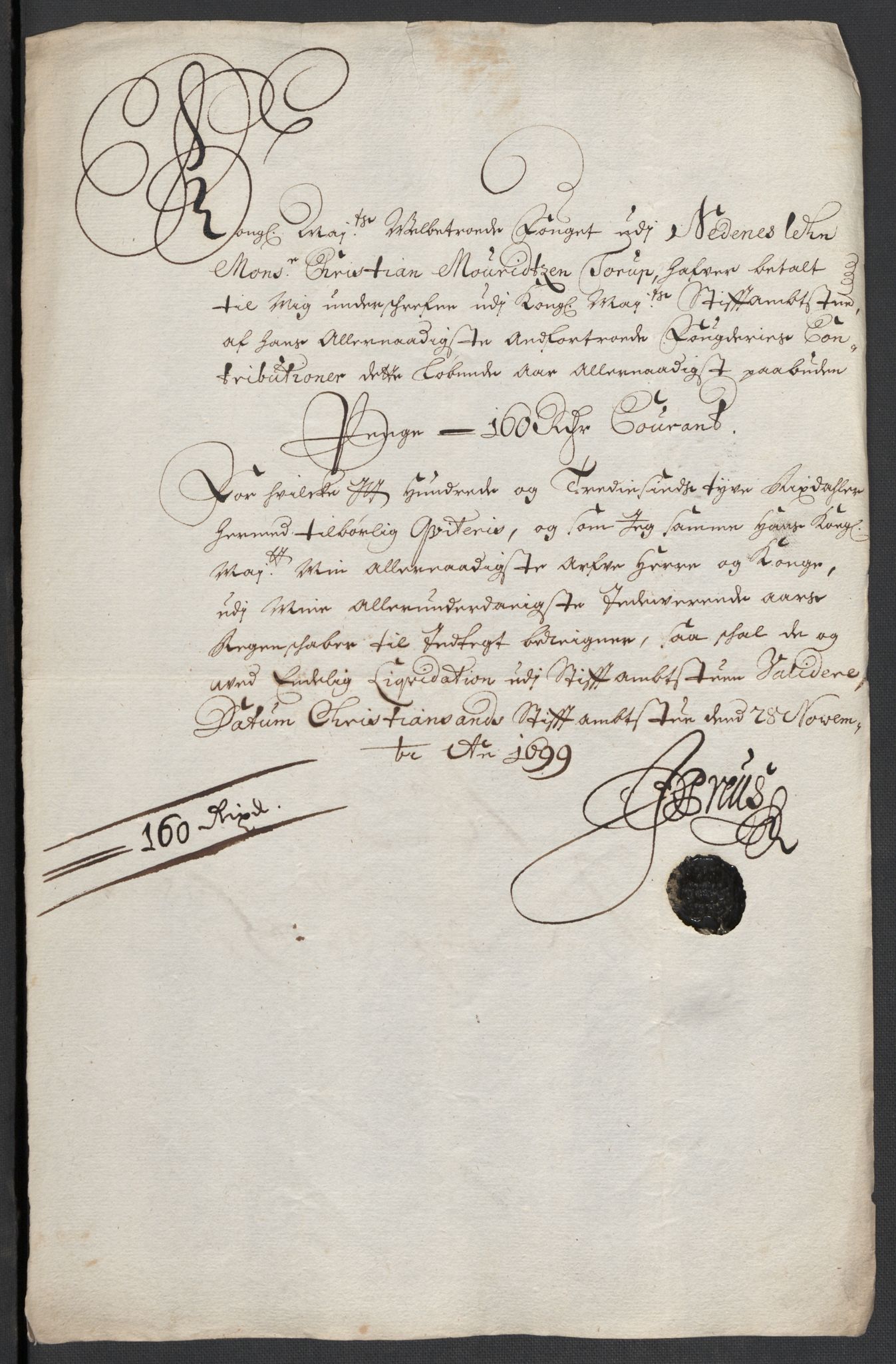 Rentekammeret inntil 1814, Reviderte regnskaper, Fogderegnskap, AV/RA-EA-4092/R39/L2314: Fogderegnskap Nedenes, 1698-1699, p. 289