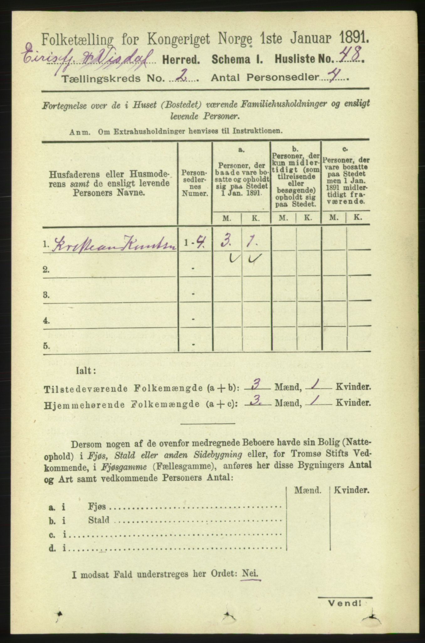 RA, 1891 census for 1542 Eresfjord og Vistdal, 1891, p. 356