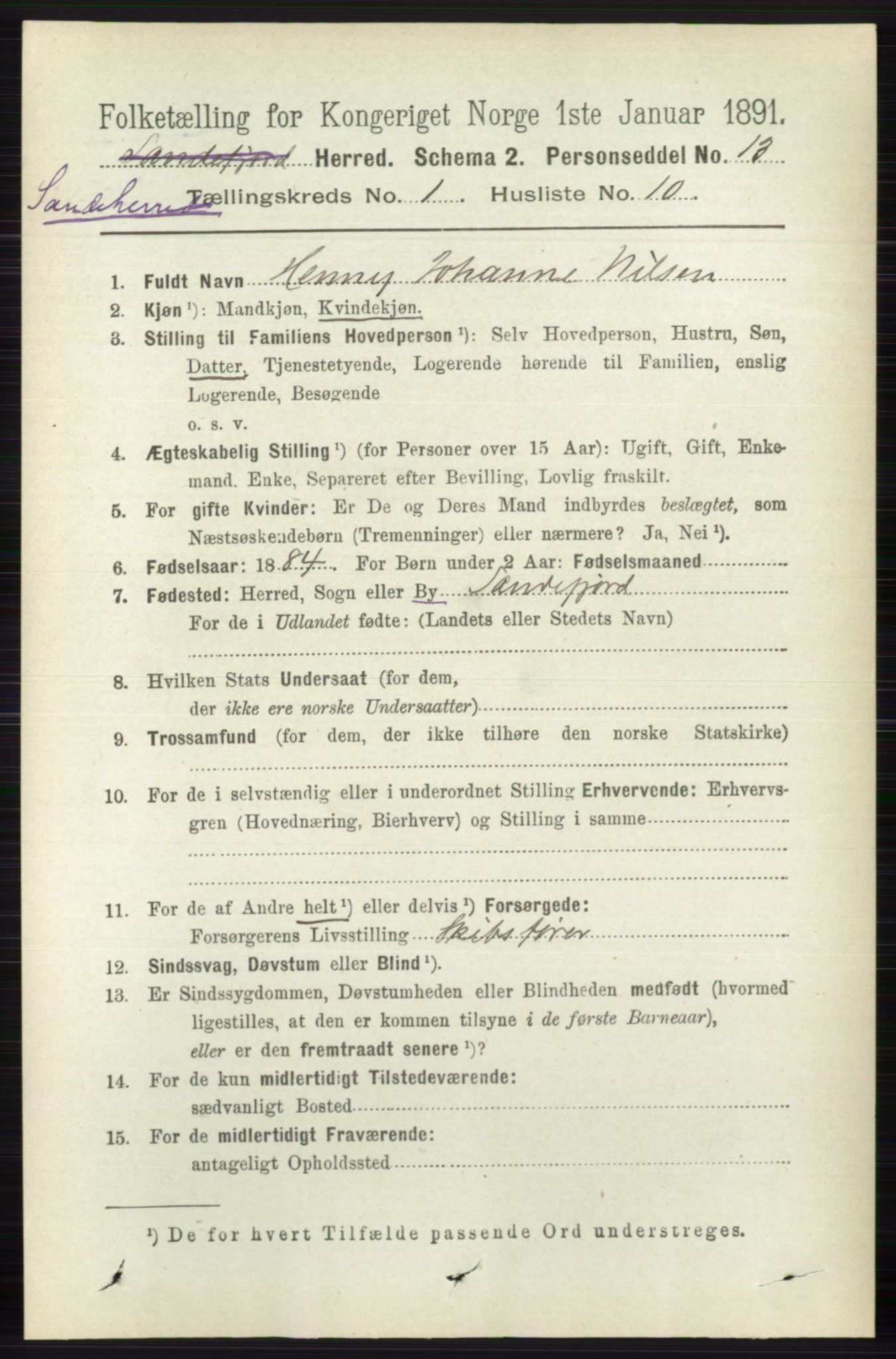 RA, 1891 census for 0724 Sandeherred, 1891, p. 247