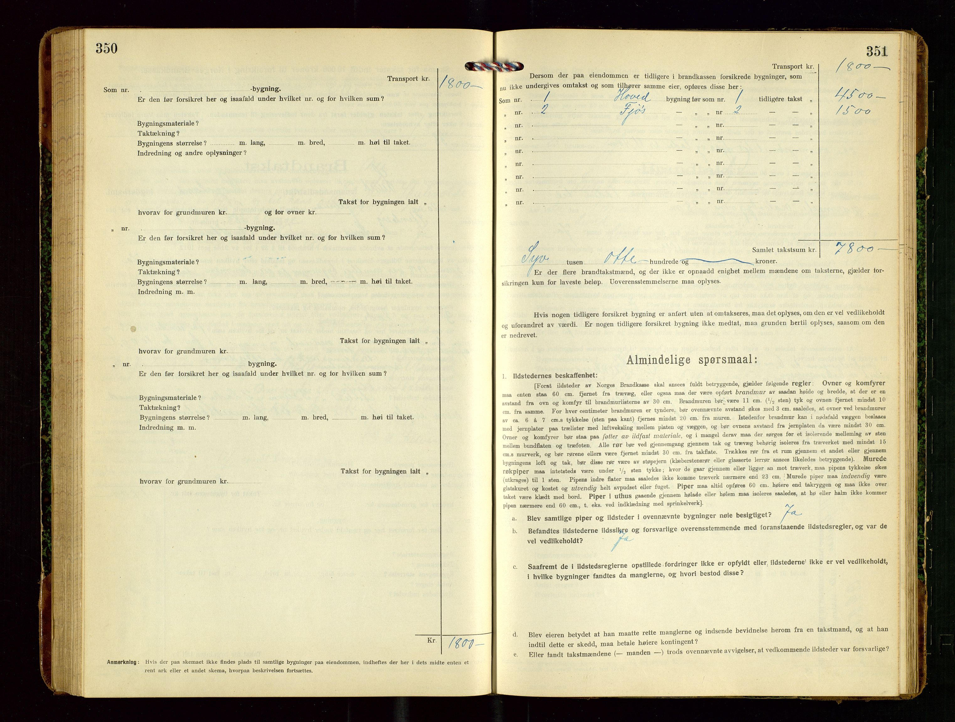 Lund lensmannskontor, SAST/A-100303/Gob/L0003: "Brandtakstprotokol", 1918-1921, p. 350-351