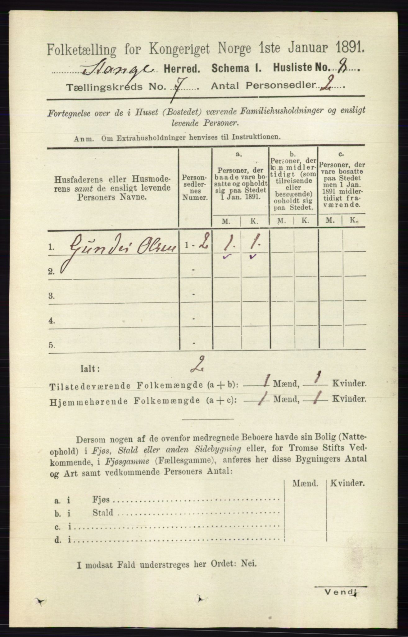 RA, 1891 census for 0417 Stange, 1891, p. 4684