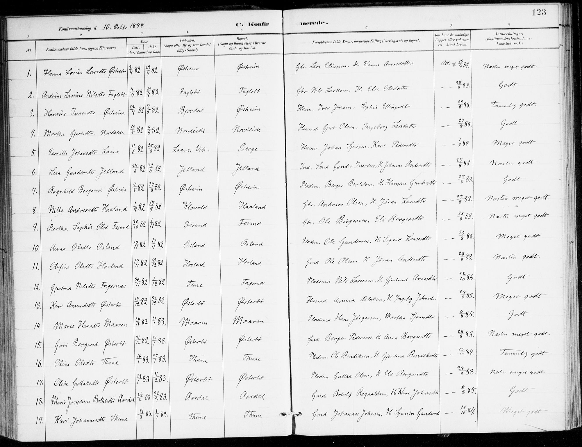 Lavik sokneprestembete, AV/SAB-A-80901: Parish register (official) no. C 1, 1882-1904, p. 123