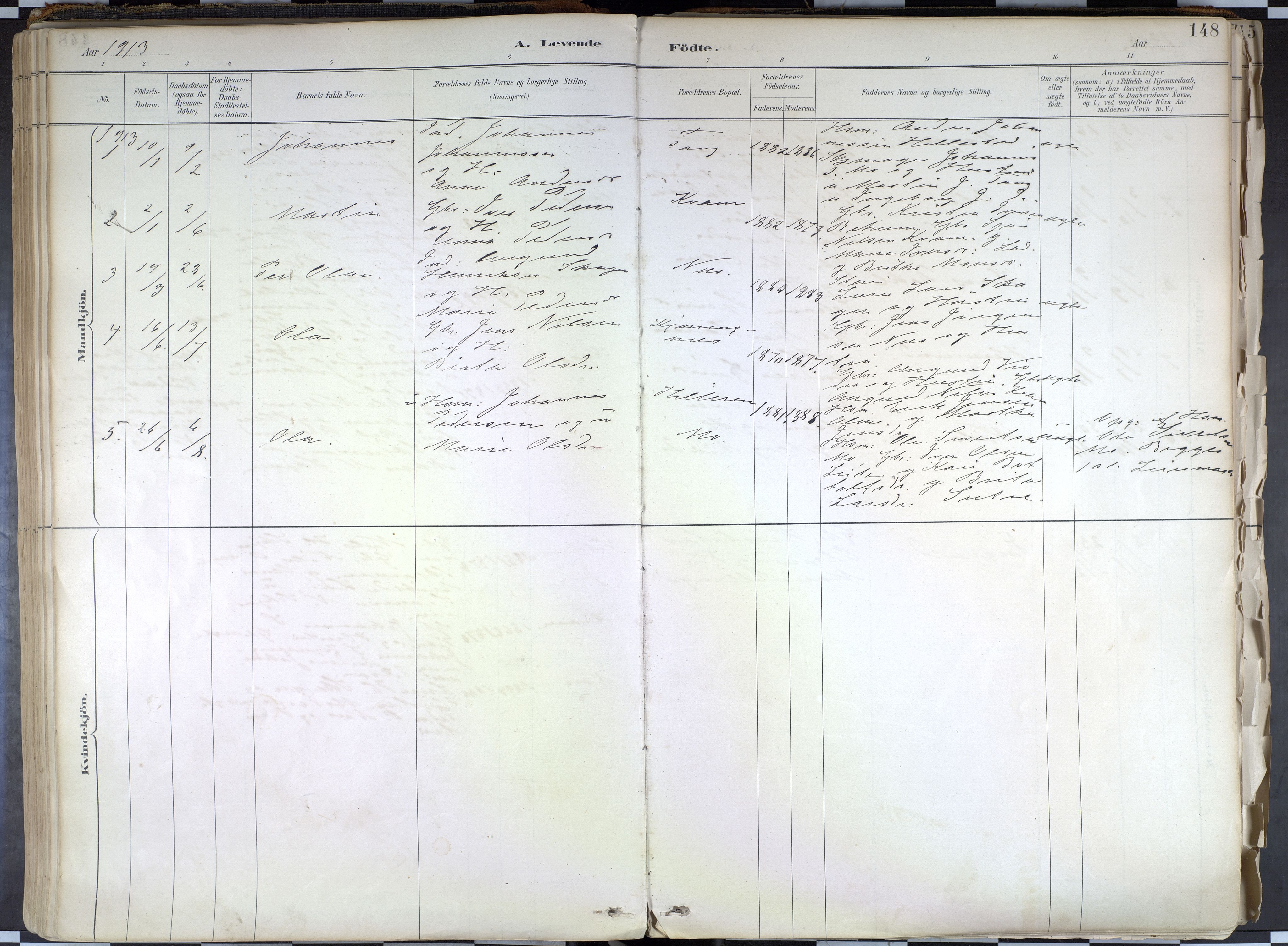 Hafslo sokneprestembete, AV/SAB-A-80301/H/Haa/Haab/L0001: Parish register (official) no. B 1, 1886-1945, p. 148