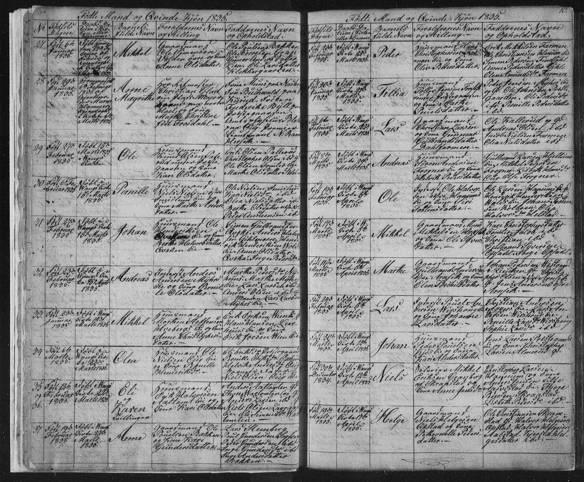Vang prestekontor, Hedmark, SAH/PREST-008/H/Ha/Hab/L0008: Parish register (copy) no. 8, 1832-1854, p. 13