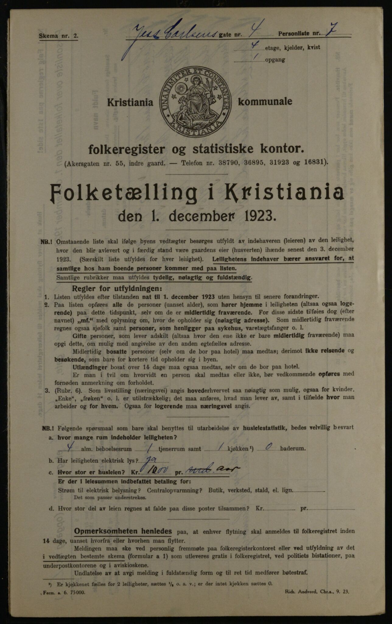 OBA, Municipal Census 1923 for Kristiania, 1923, p. 52623