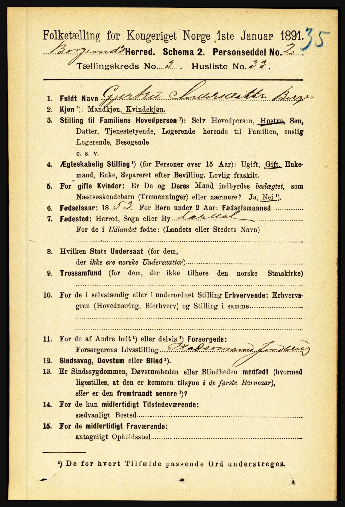 RA, 1891 census for 1423 Borgund, 1891, p. 774