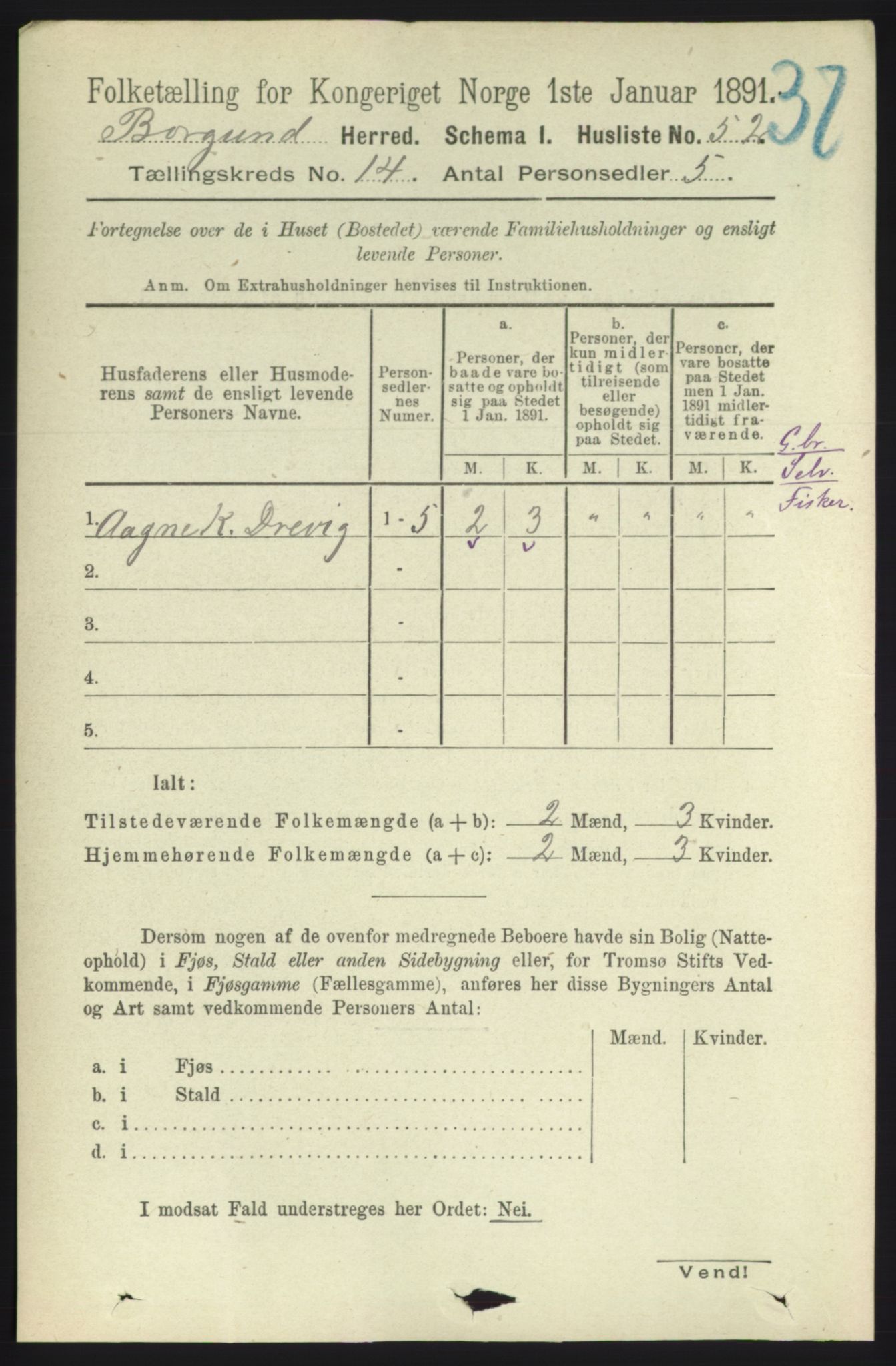 RA, 1891 census for 1531 Borgund, 1891, p. 4073