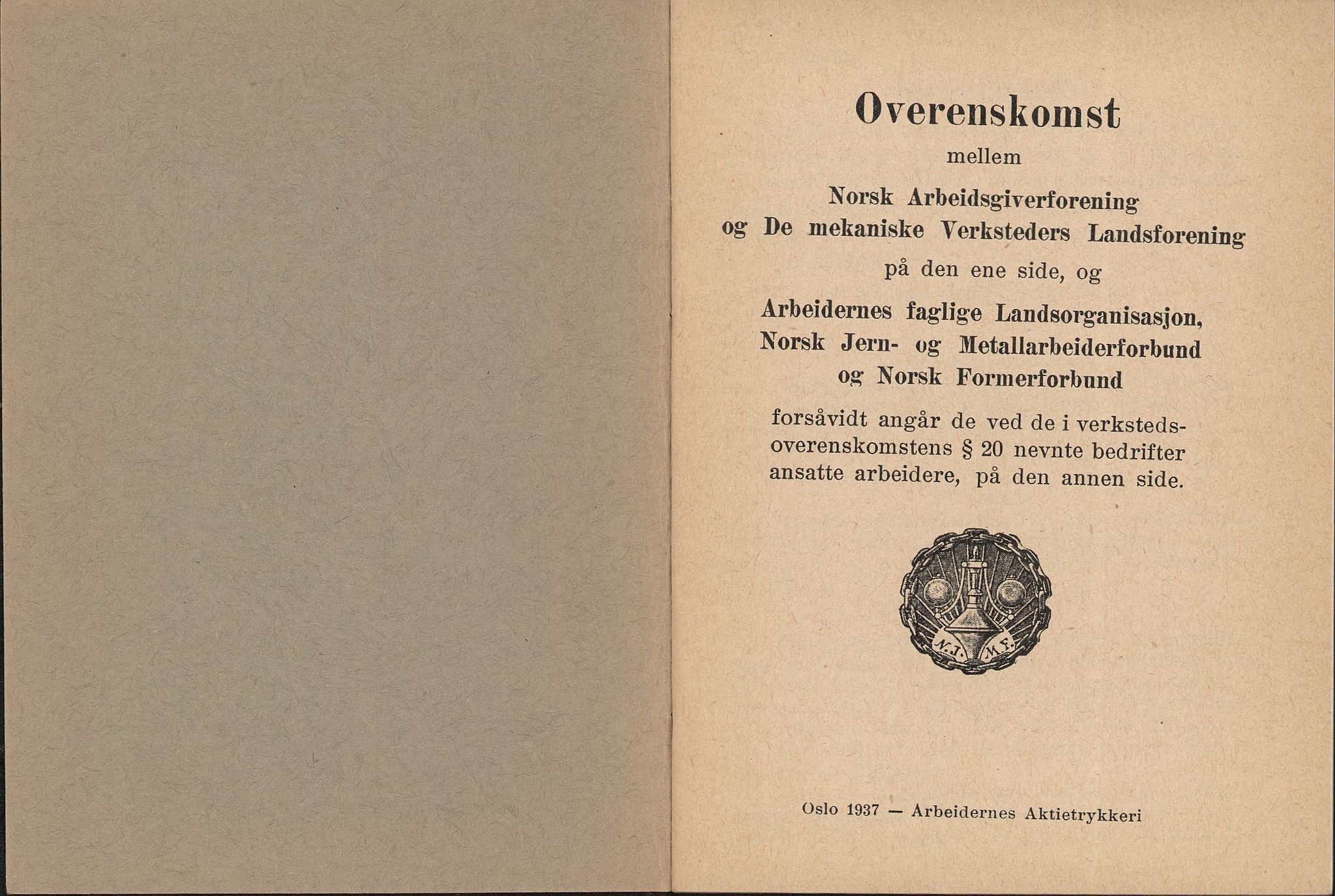 Norsk jern- og metallarbeiderforbund, AAB/ARK-1659/O/L0001/0016: Verkstedsoverenskomsten / Verkstedsoverenskomsten, 1937