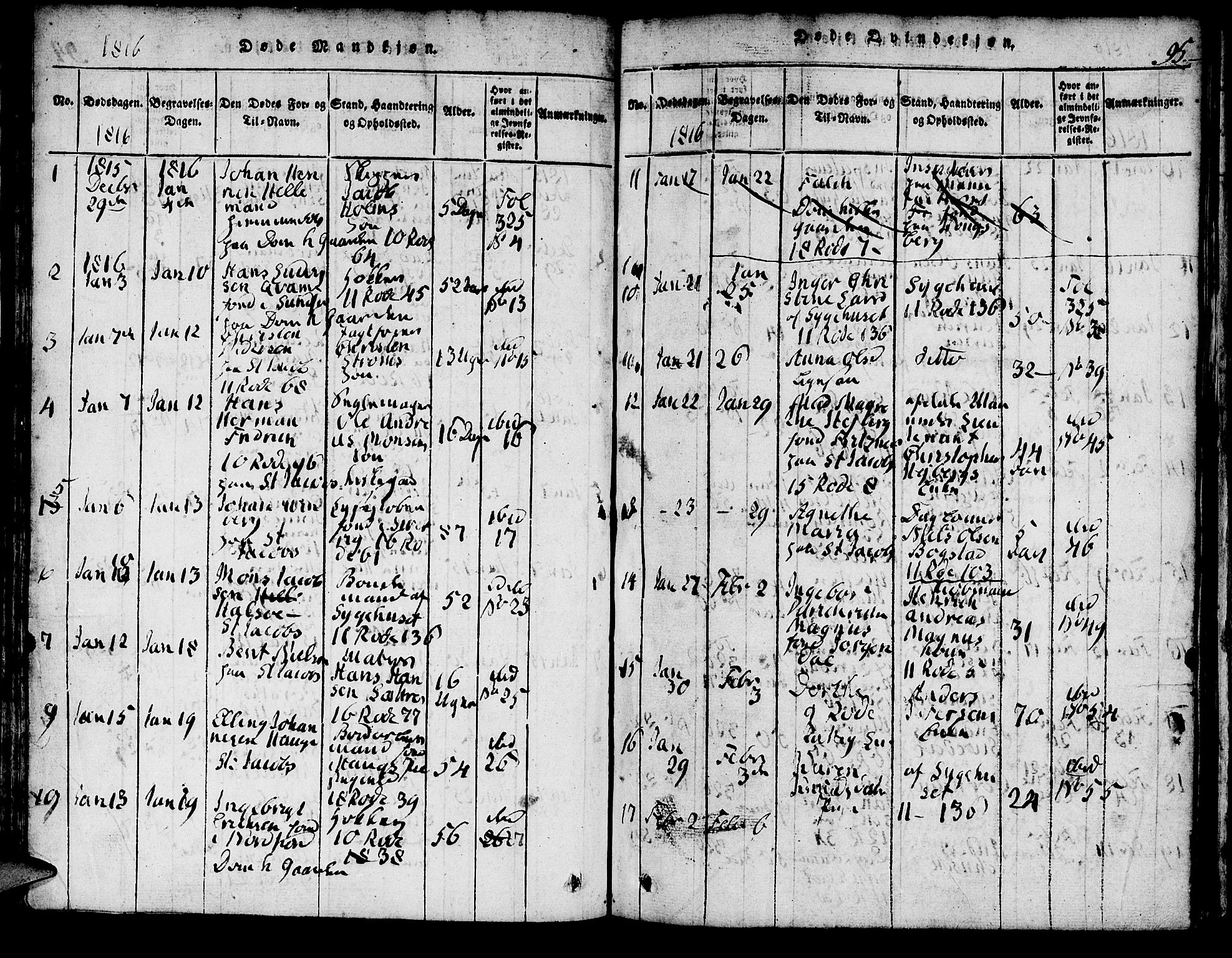 Domkirken sokneprestembete, SAB/A-74801/H/Hab/L0001: Parish register (copy) no. A 1, 1816-1821, p. 95