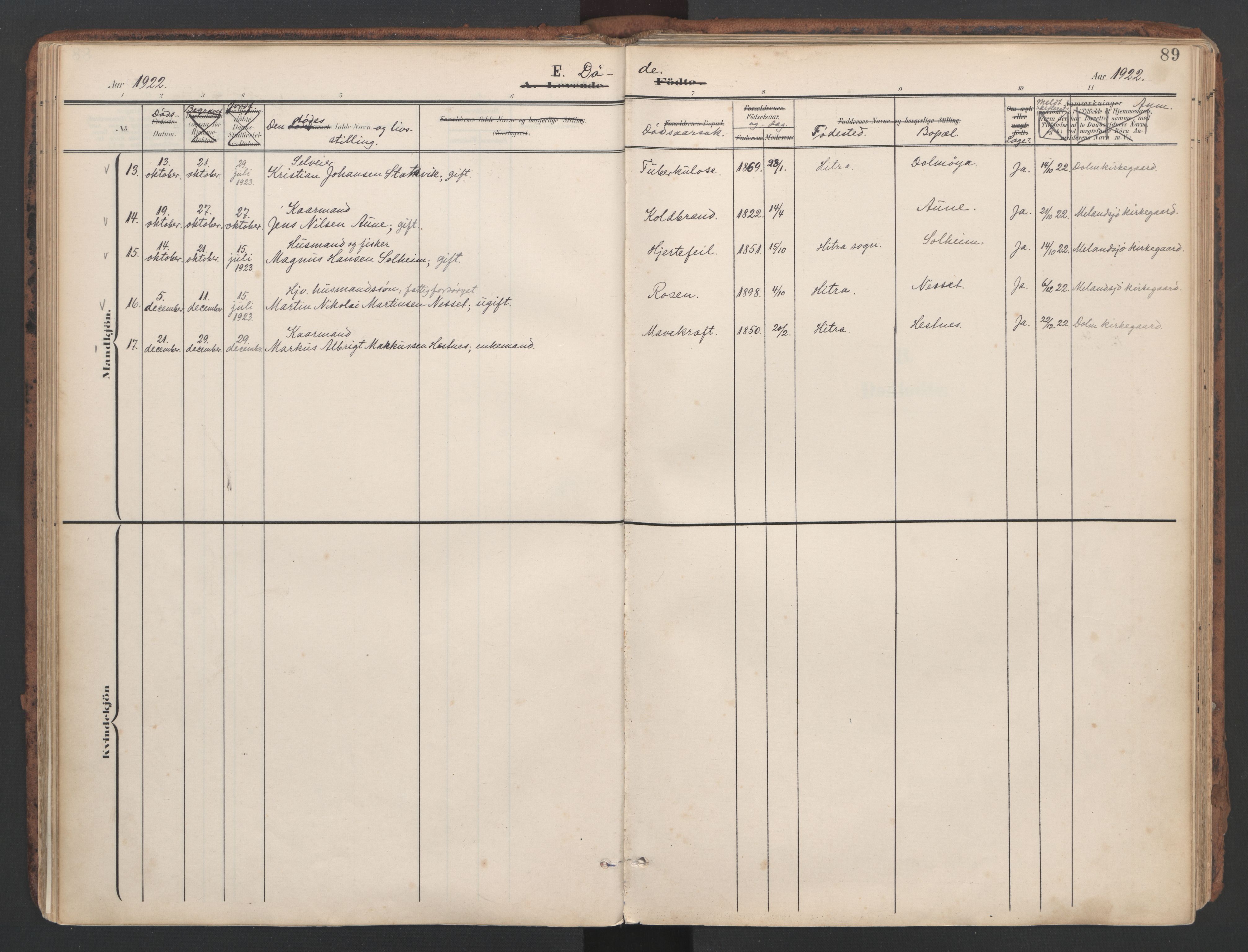 Ministerialprotokoller, klokkerbøker og fødselsregistre - Sør-Trøndelag, SAT/A-1456/634/L0537: Parish register (official) no. 634A13, 1896-1922, p. 89