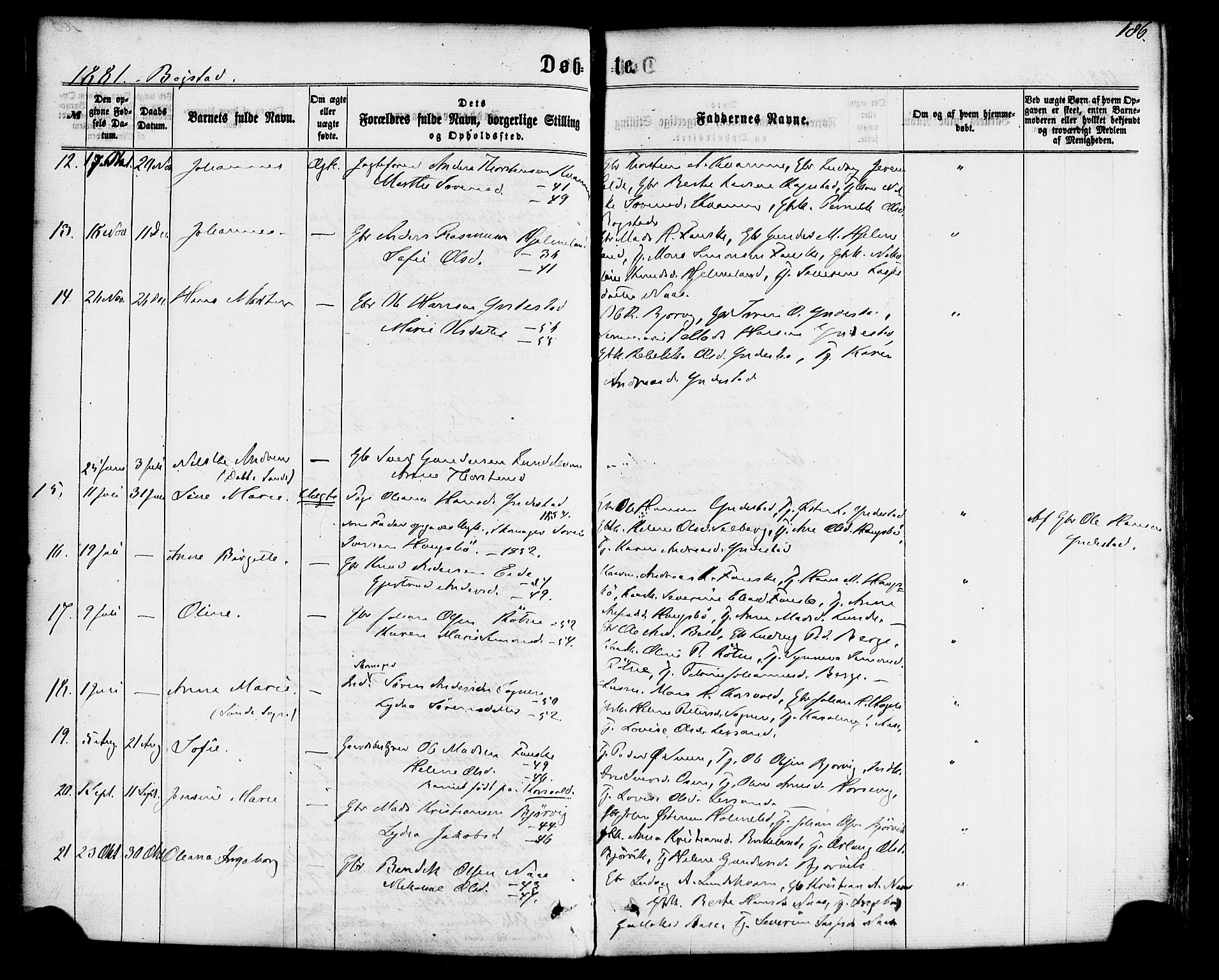 Gaular sokneprestembete, SAB/A-80001/H/Haa: Parish register (official) no. A 5, 1860-1881, p. 186