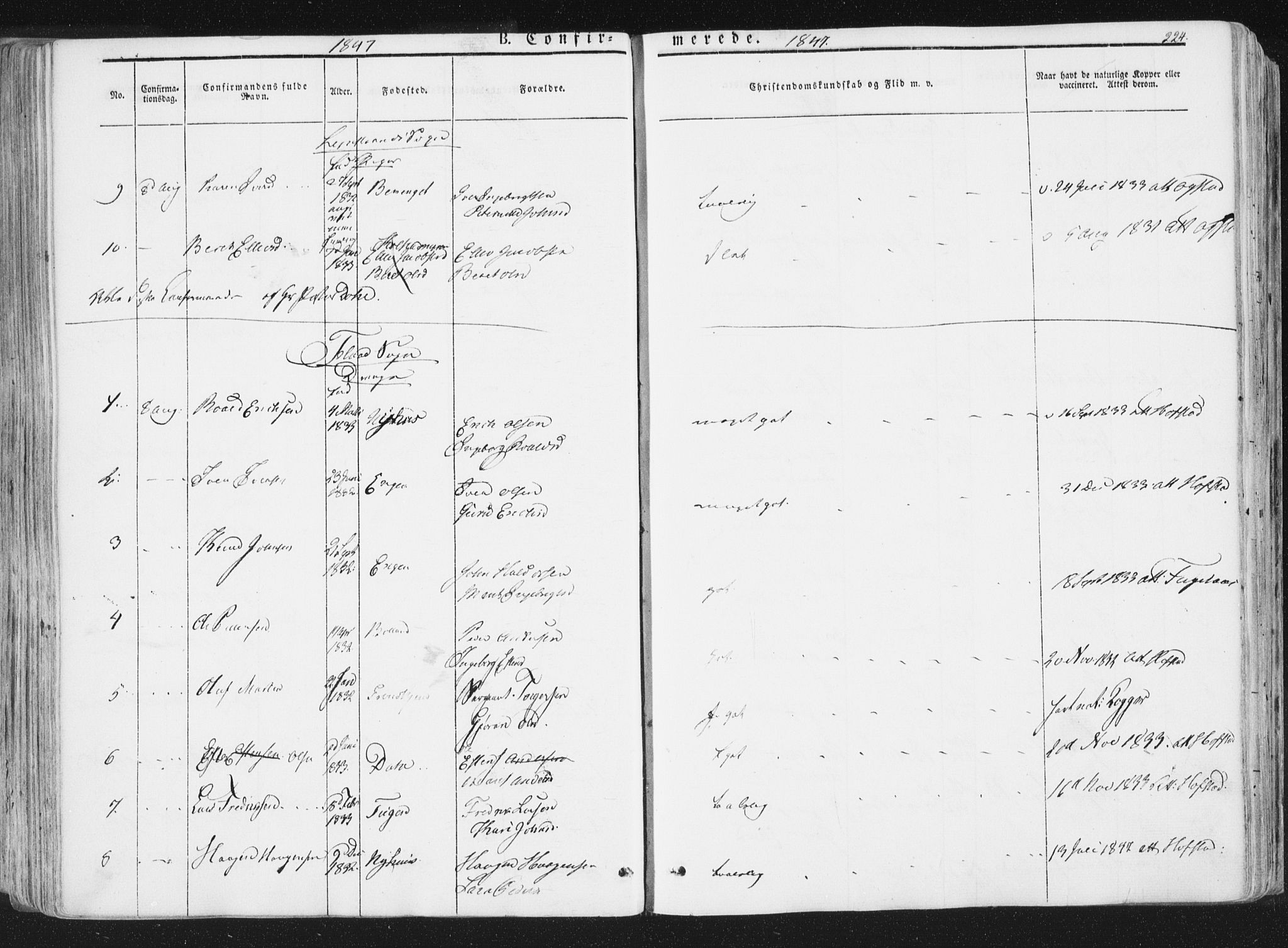 Ministerialprotokoller, klokkerbøker og fødselsregistre - Sør-Trøndelag, AV/SAT-A-1456/691/L1074: Parish register (official) no. 691A06, 1842-1852, p. 224