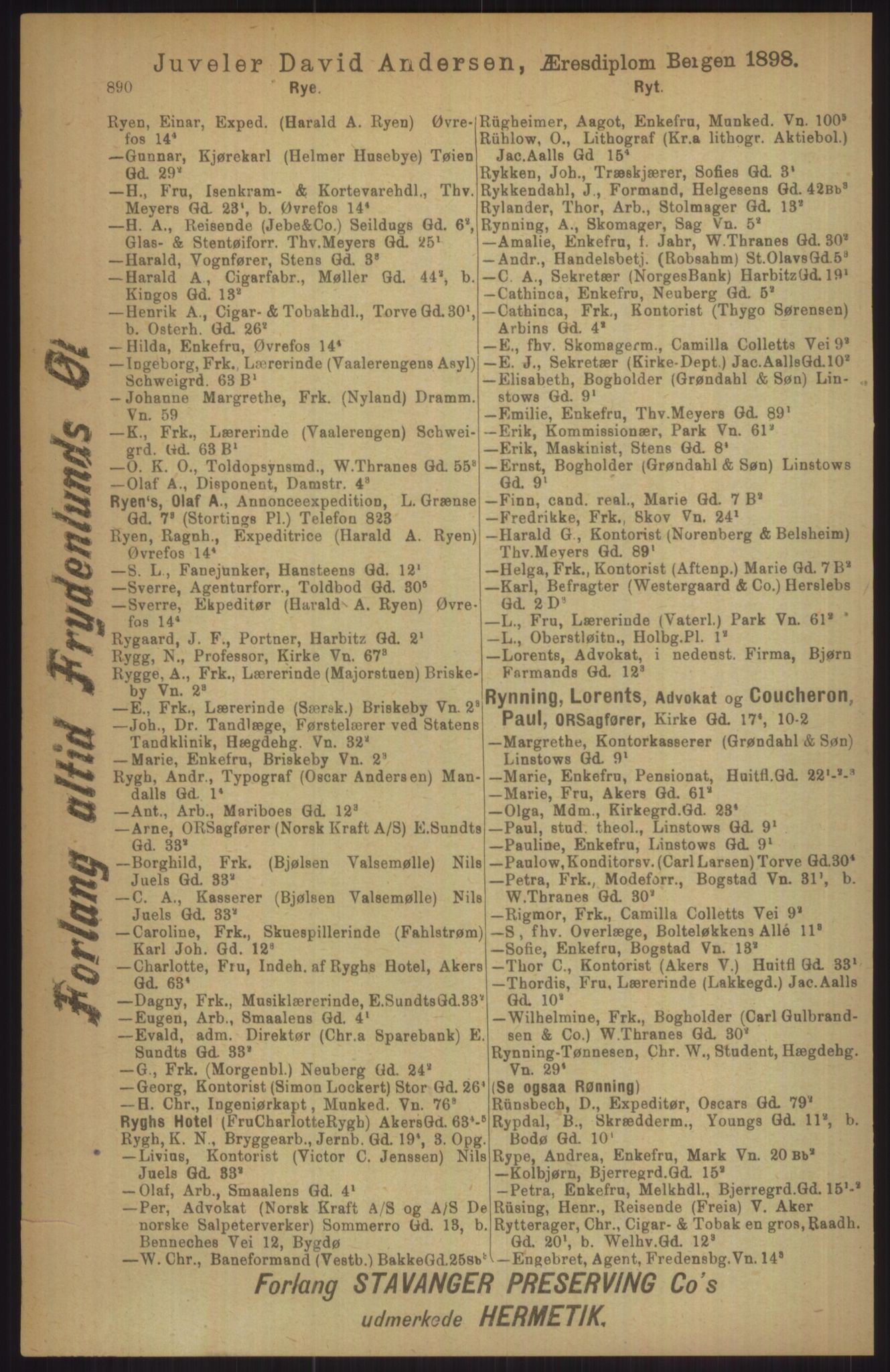 Kristiania/Oslo adressebok, PUBL/-, 1911, p. 890