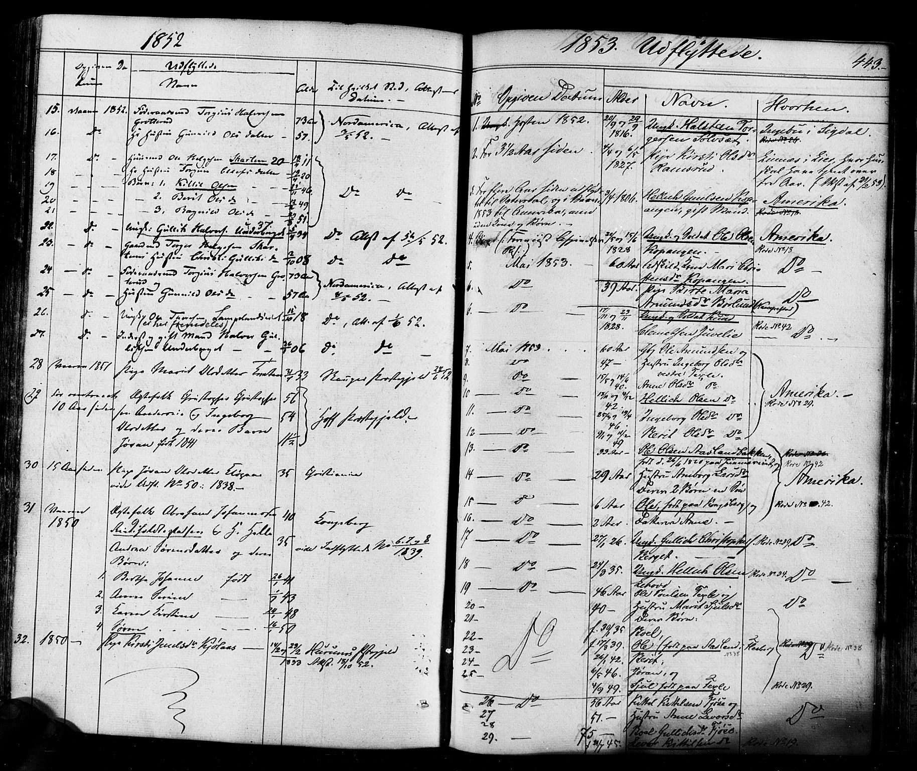 Flesberg kirkebøker, SAKO/A-18/F/Fa/L0006: Parish register (official) no. I 6, 1834-1860, p. 443