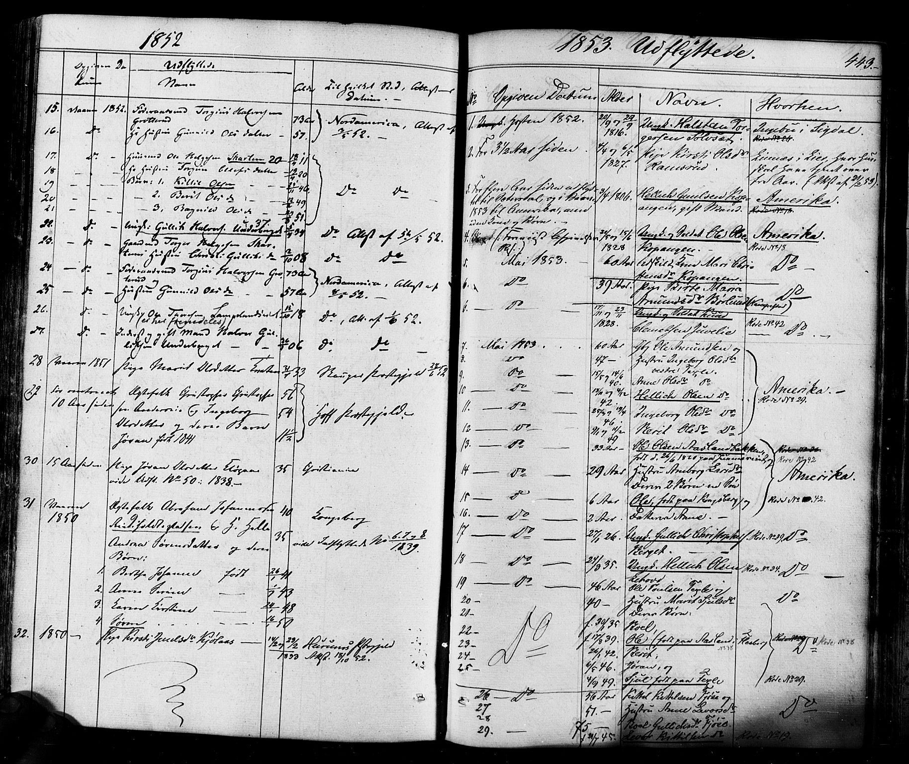 Flesberg kirkebøker, AV/SAKO-A-18/F/Fa/L0006: Parish register (official) no. I 6, 1834-1860, p. 443