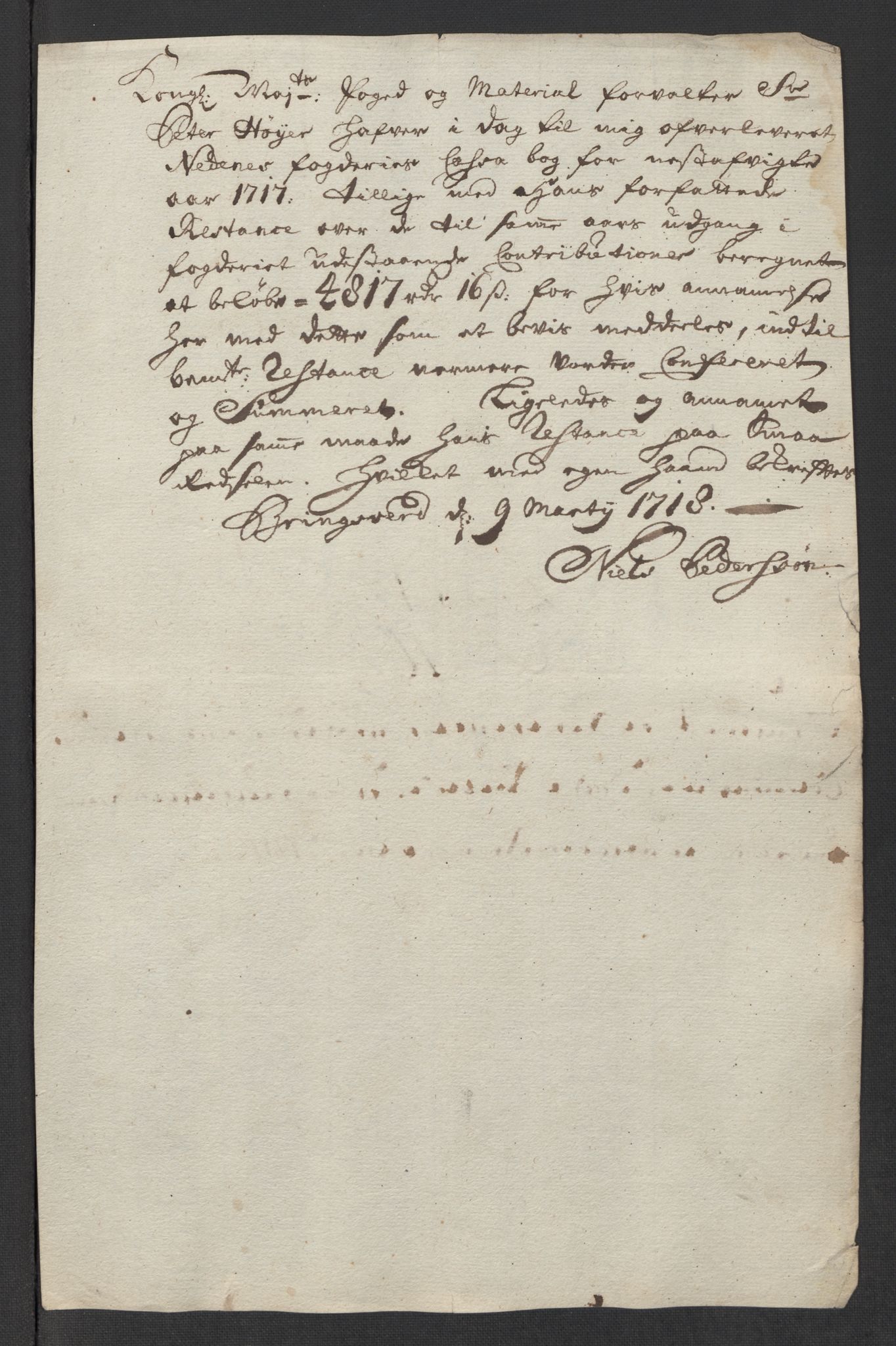 Rentekammeret inntil 1814, Reviderte regnskaper, Fogderegnskap, AV/RA-EA-4092/R39/L2326: Fogderegnskap Nedenes, 1717, p. 320