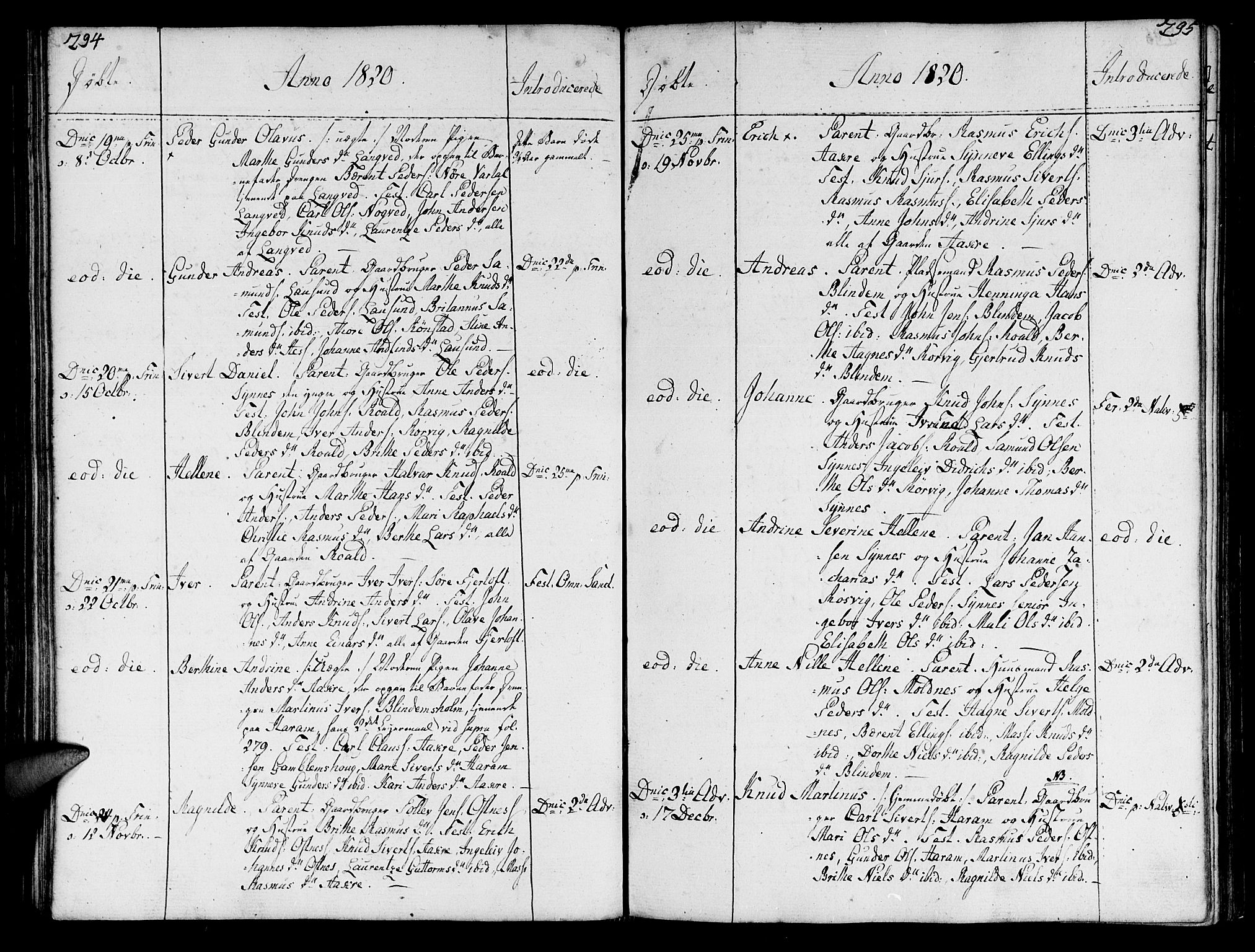 Ministerialprotokoller, klokkerbøker og fødselsregistre - Møre og Romsdal, AV/SAT-A-1454/536/L0494: Parish register (official) no. 536A03, 1803-1836, p. 294-295