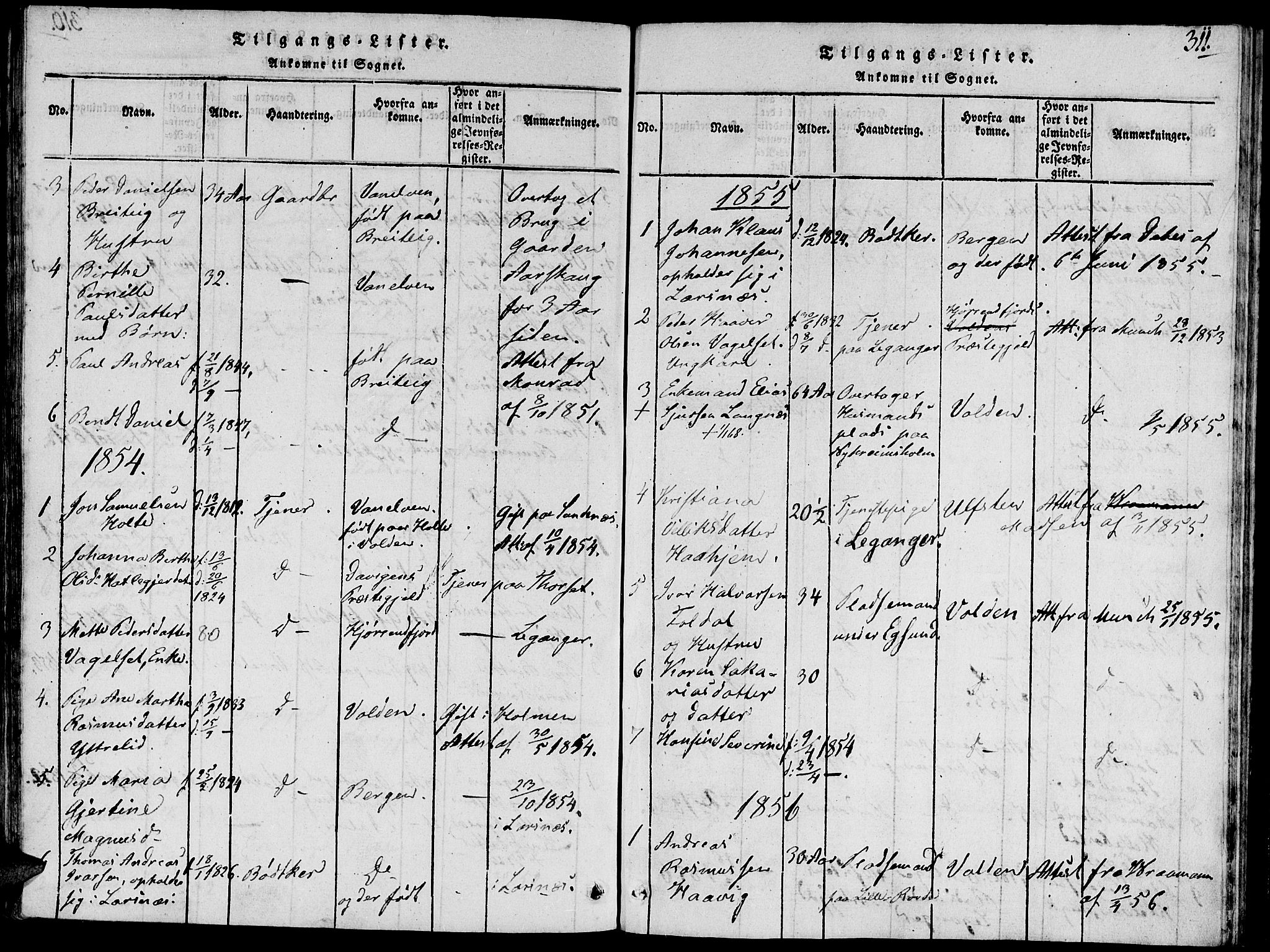 Ministerialprotokoller, klokkerbøker og fødselsregistre - Møre og Romsdal, SAT/A-1454/504/L0054: Parish register (official) no. 504A01, 1816-1861, p. 311