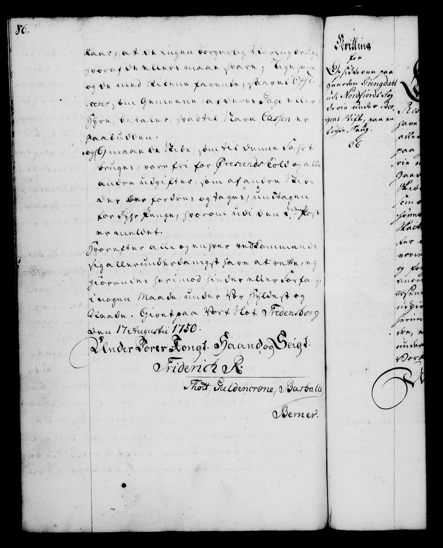 Rentekammeret, Kammerkanselliet, RA/EA-3111/G/Gg/Gga/L0006: Norsk ekspedisjonsprotokoll med register (merket RK 53.6), 1749-1759, p. 86