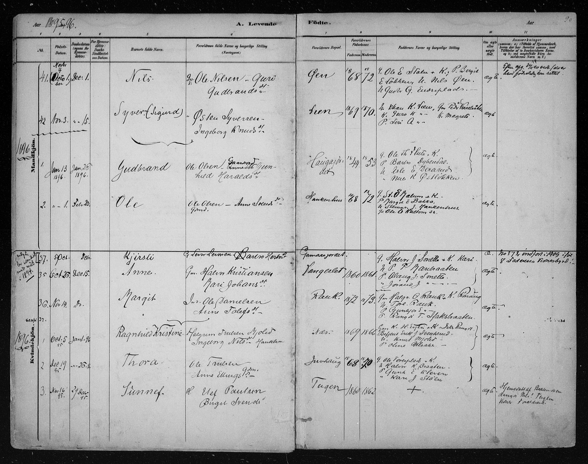 Nes kirkebøker, AV/SAKO-A-236/F/Fa/L0011: Parish register (official) no. 11, 1881-1912, p. 90