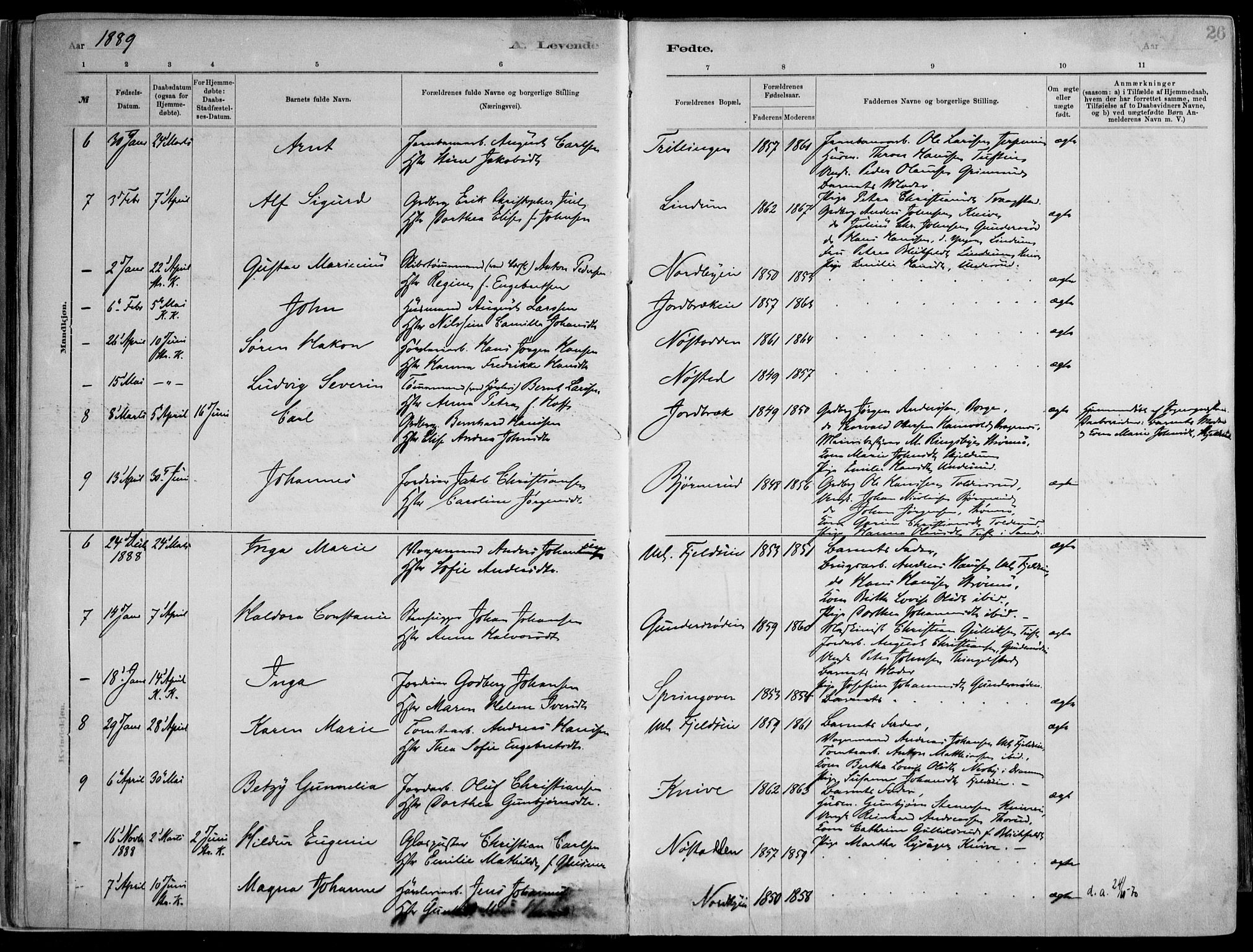 Skoger kirkebøker, AV/SAKO-A-59/F/Fa/L0006: Parish register (official) no. I 6, 1885-1910, p. 26