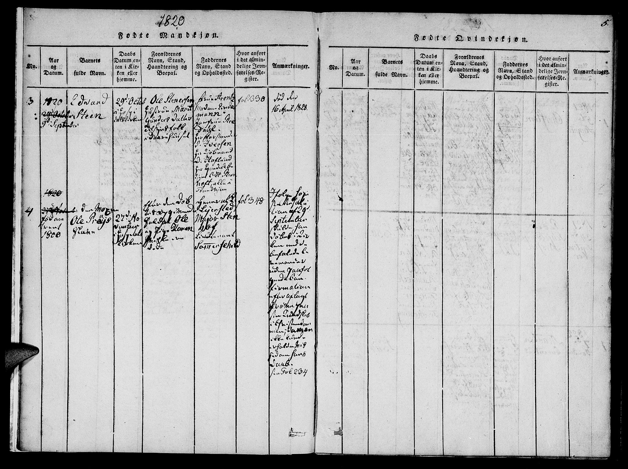 Ministerialprotokoller, klokkerbøker og fødselsregistre - Sør-Trøndelag, SAT/A-1456/623/L0467: Parish register (official) no. 623A01, 1815-1825, p. 5